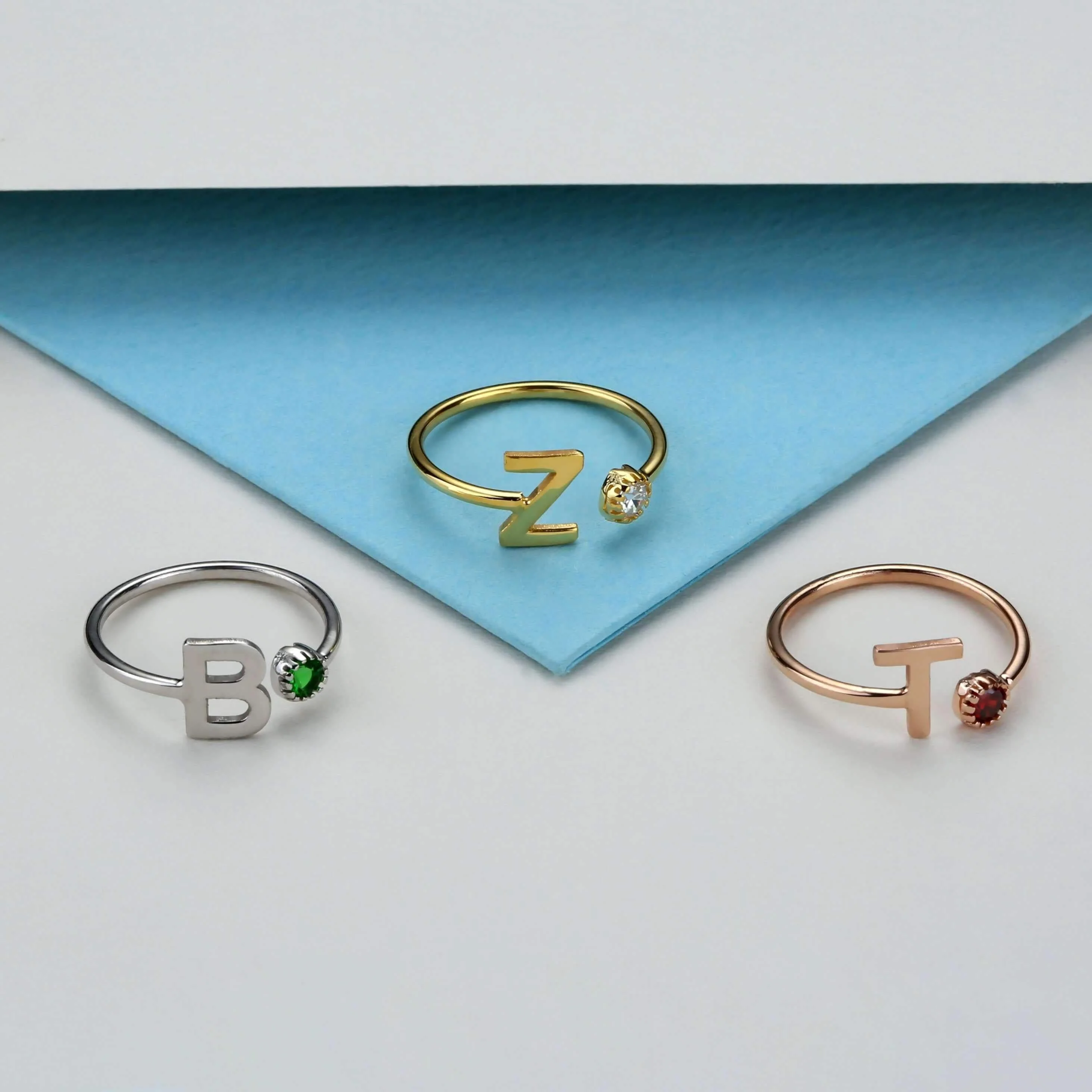 Personalized Birthstone & Initial Ring - Image 4