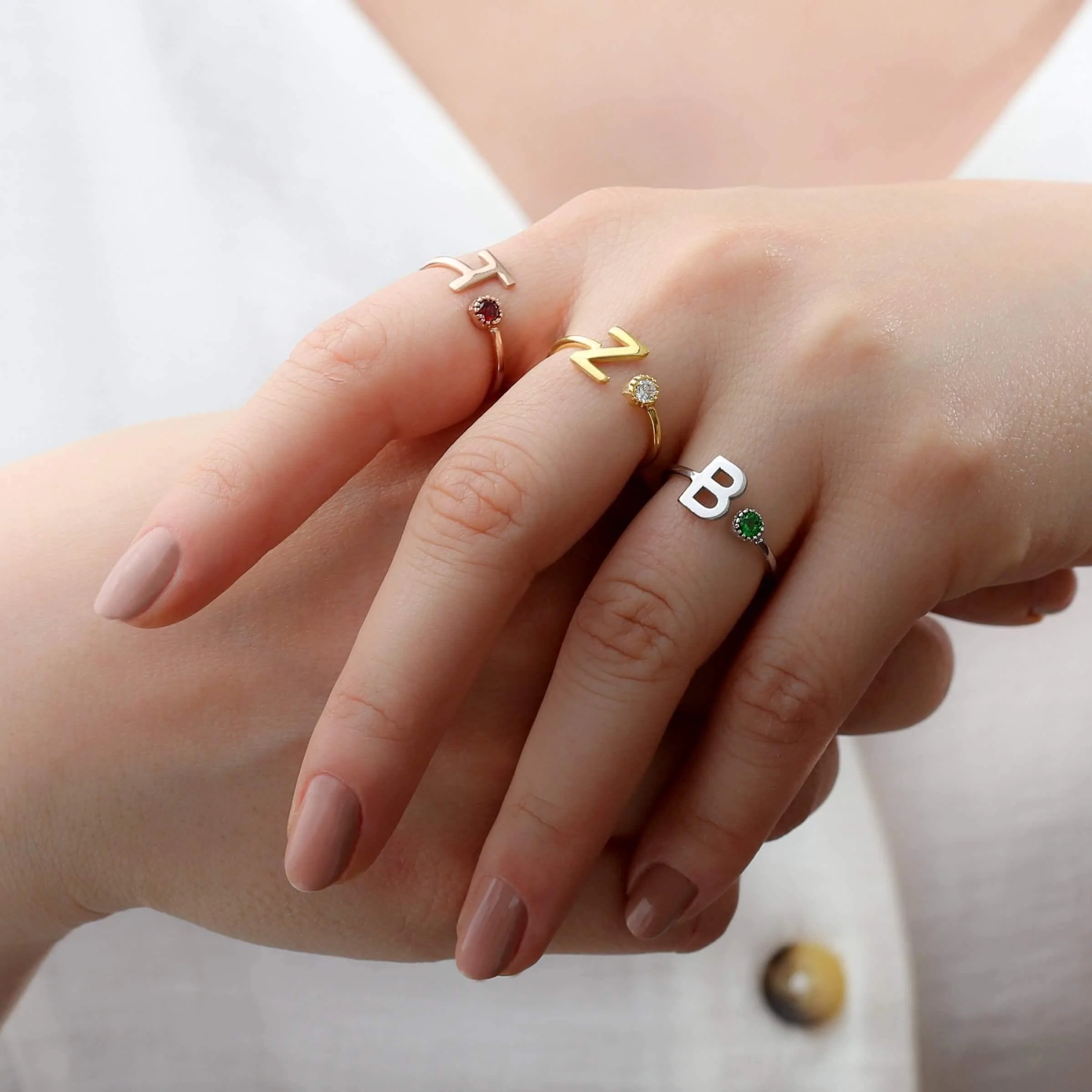 Personalized Birthstone & Initial Ring - Image 5
