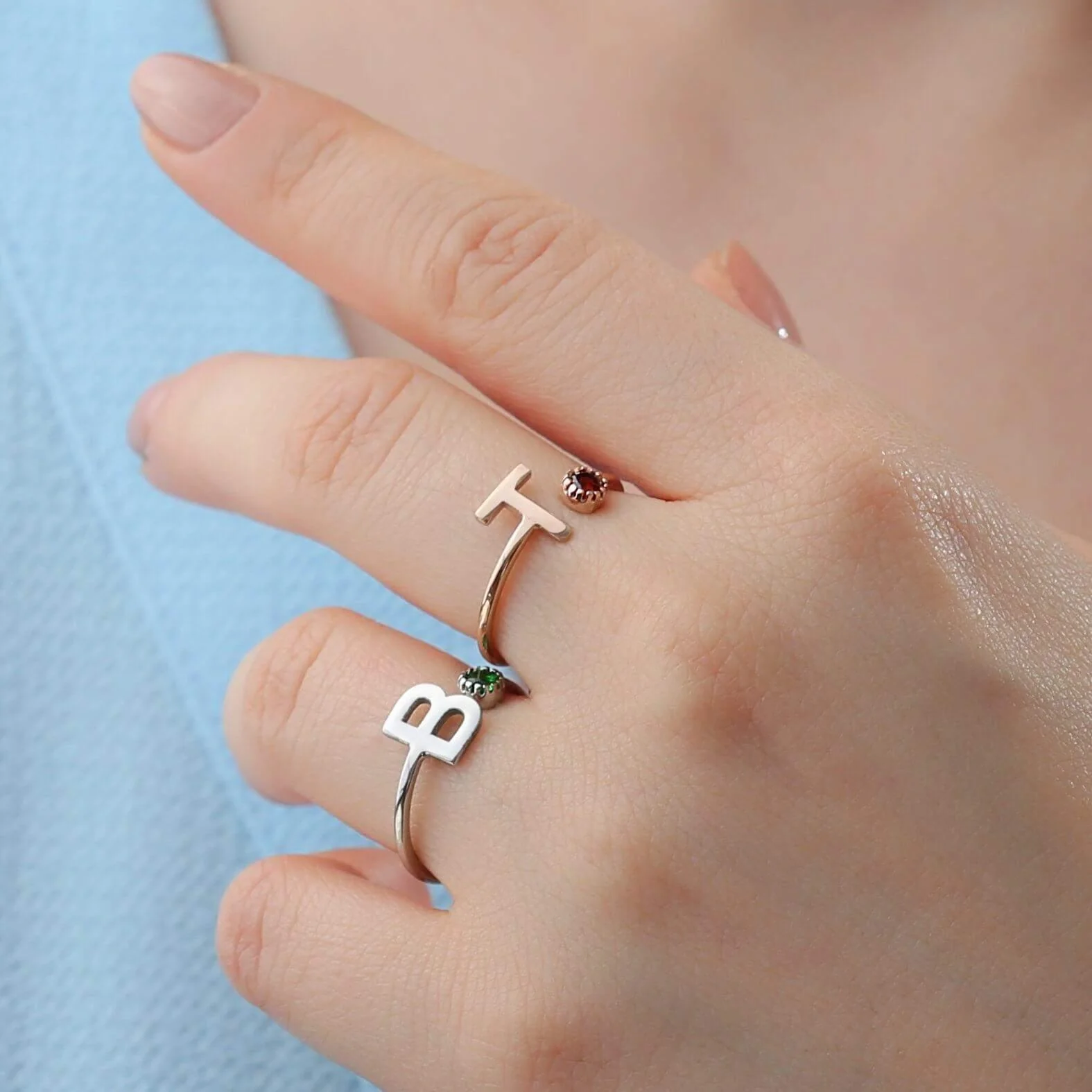 Personalized Birthstone & Initial Ring - Image 6