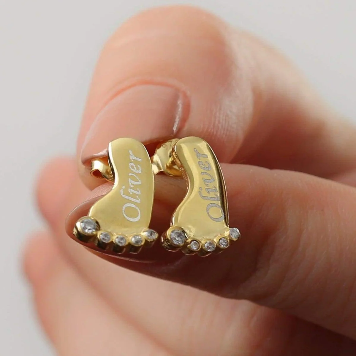 Personalized Baby Foot Earrings Studs with Name - Image 5