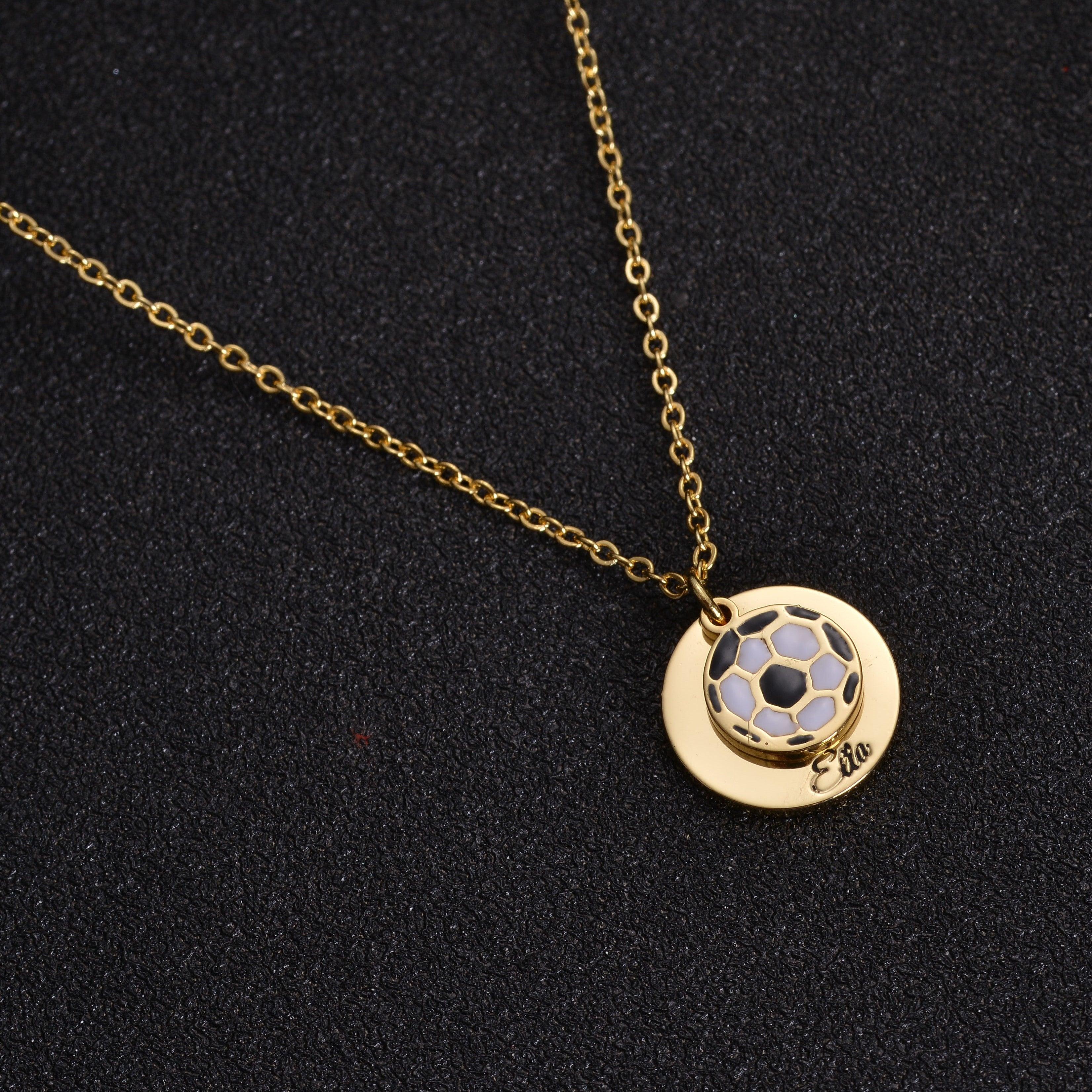 Soccer Pendant Necklace with Engraved Name - Image 3