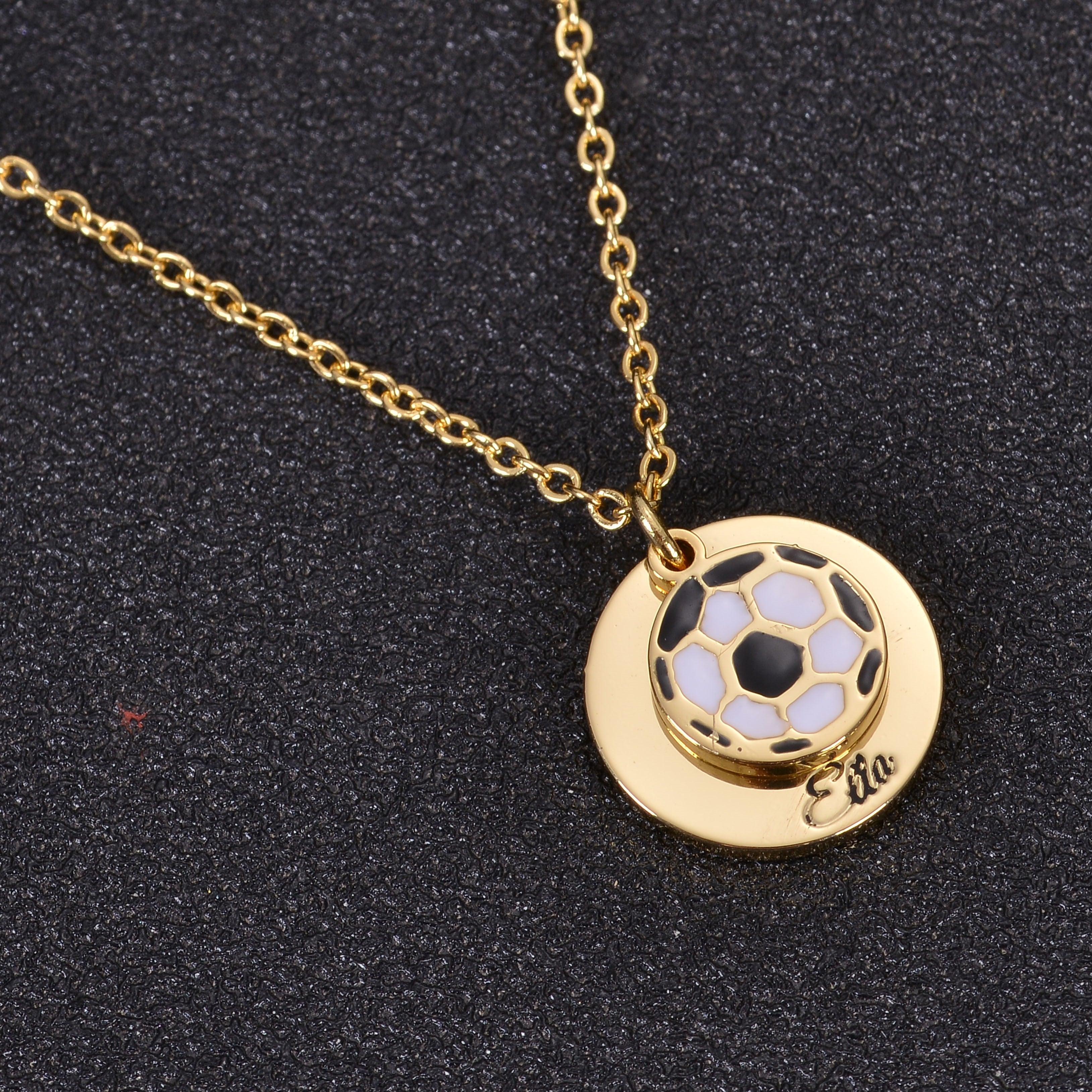 Soccer Pendant Necklace with Engraved Name - Image 5