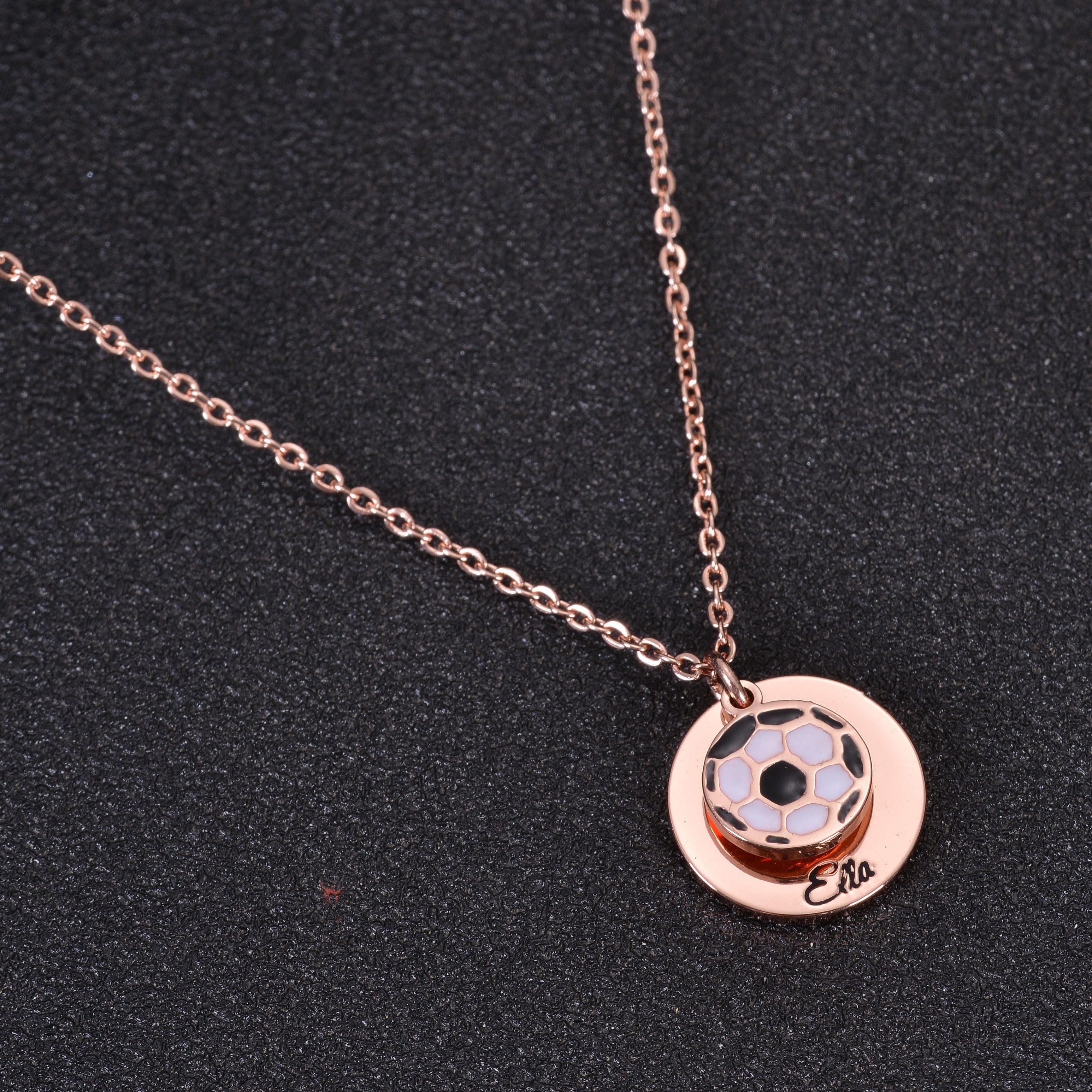 Soccer Pendant Necklace with Engraved Name - Image 6