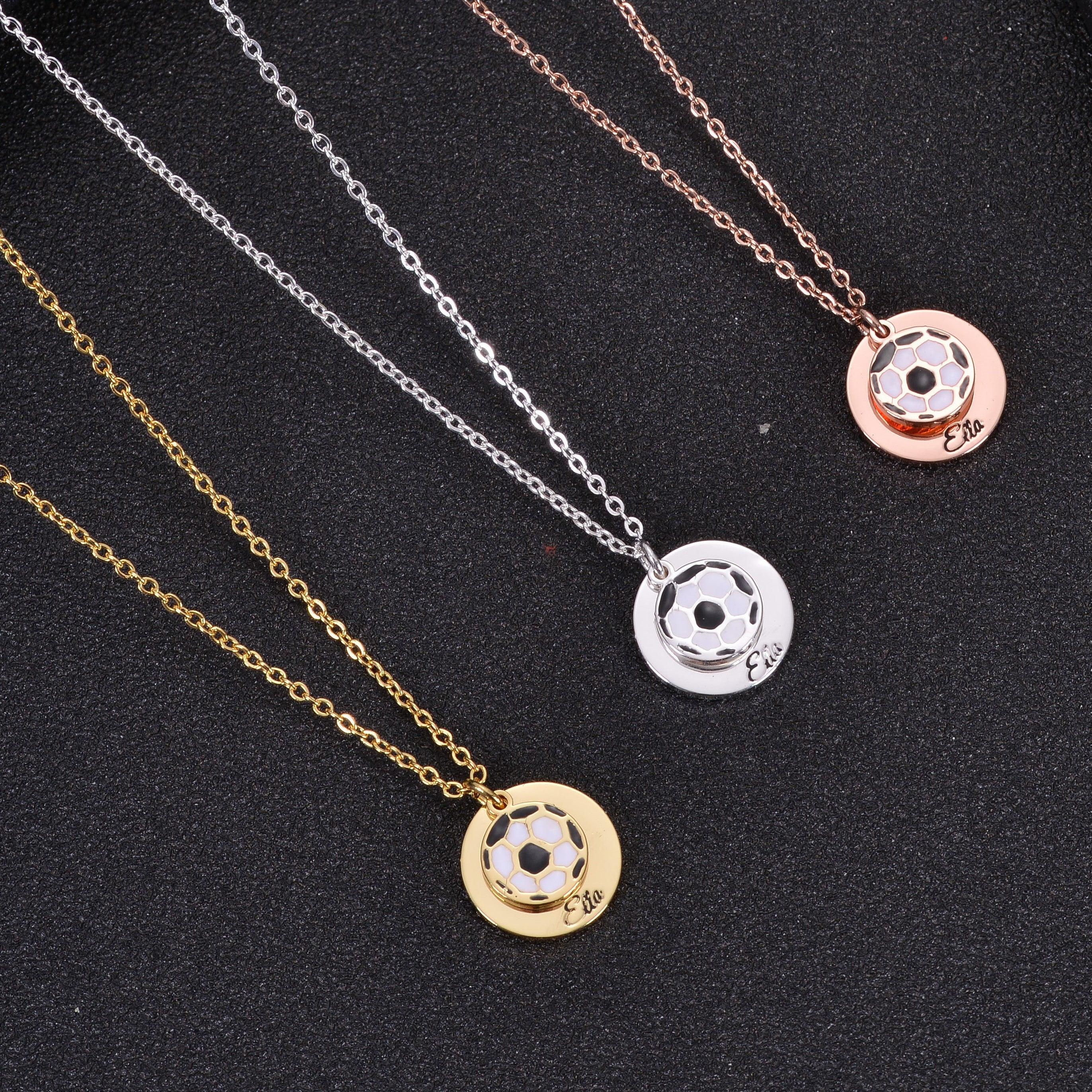 Soccer Pendant Necklace with Engraved Name - Image 7