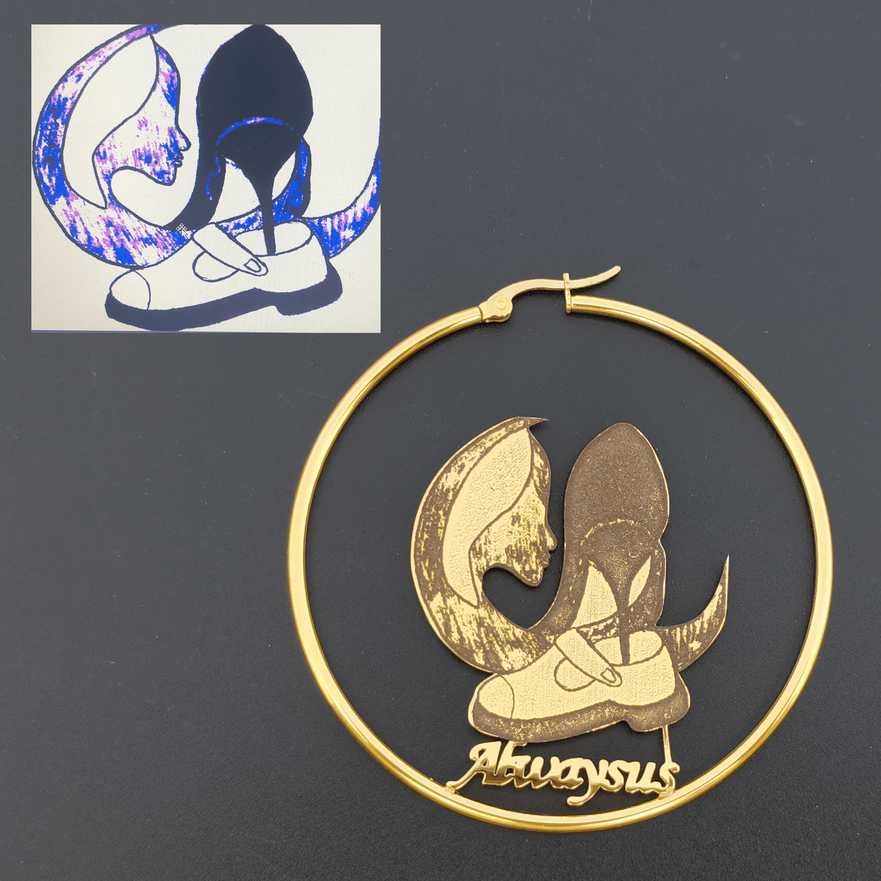 Personalized Photo Engraved Hoop Earrings - Image 10