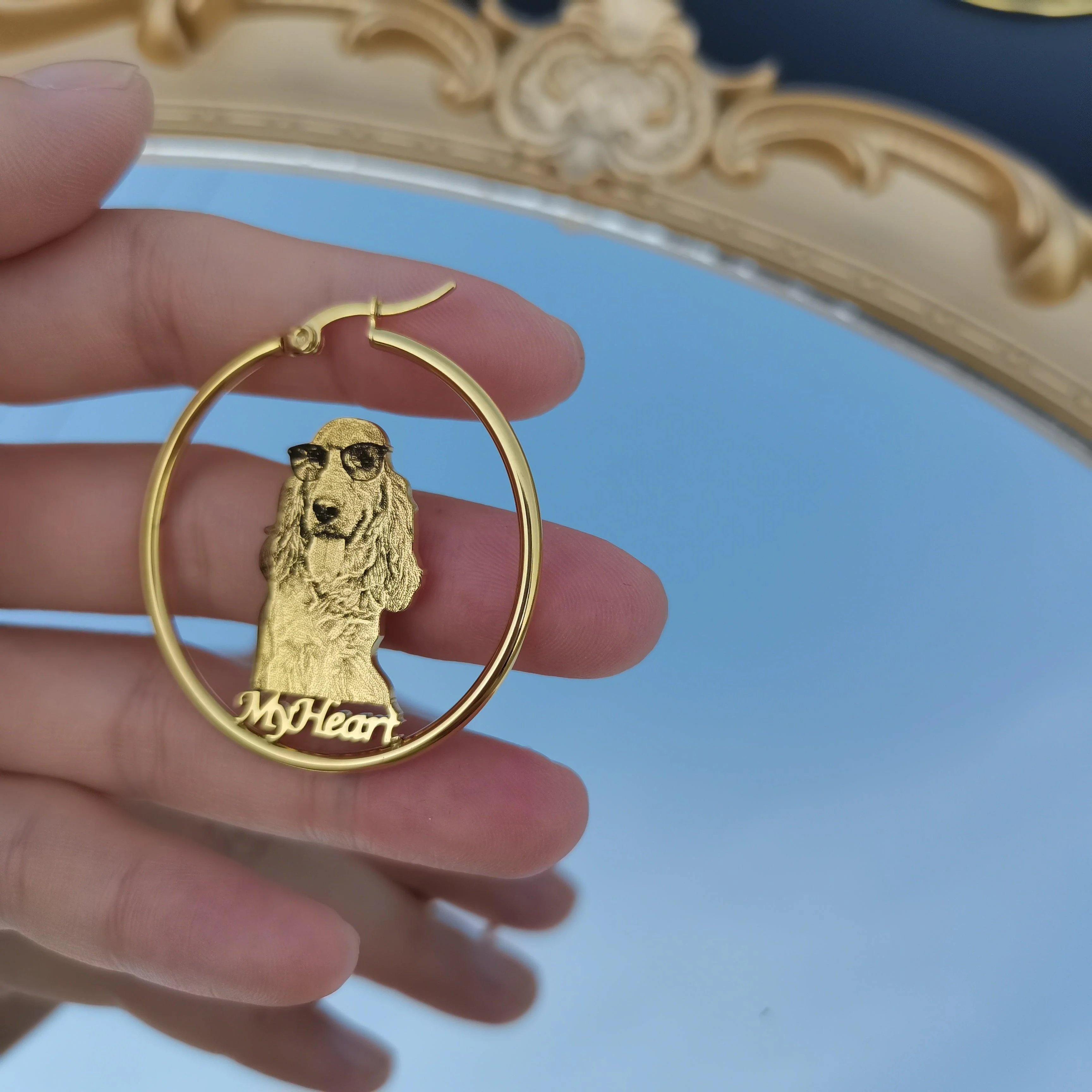 Personalized Photo Engraved Hoop Earrings - Image 5