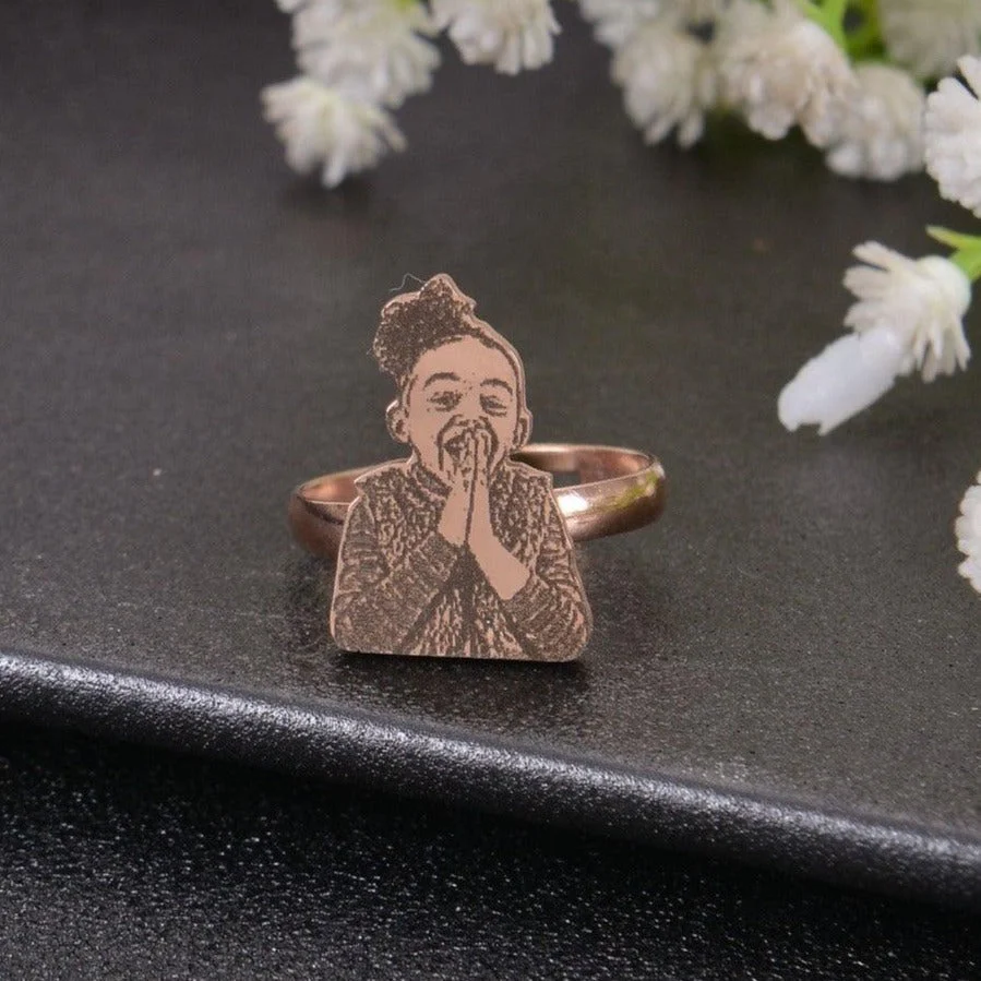 Personalized Adjustable Photo Portrait Ring - Image 5