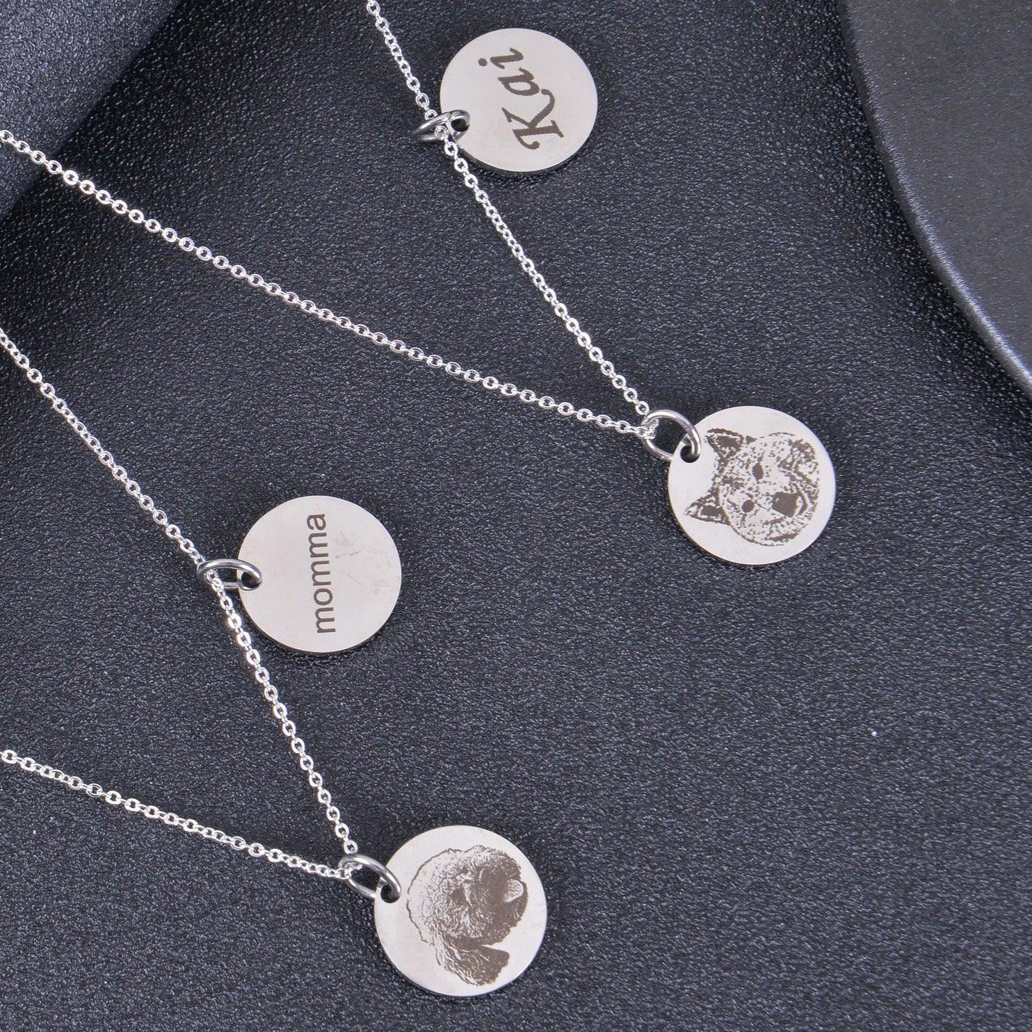 Photo & Name Engraved Pet Necklace Circle - Image 4