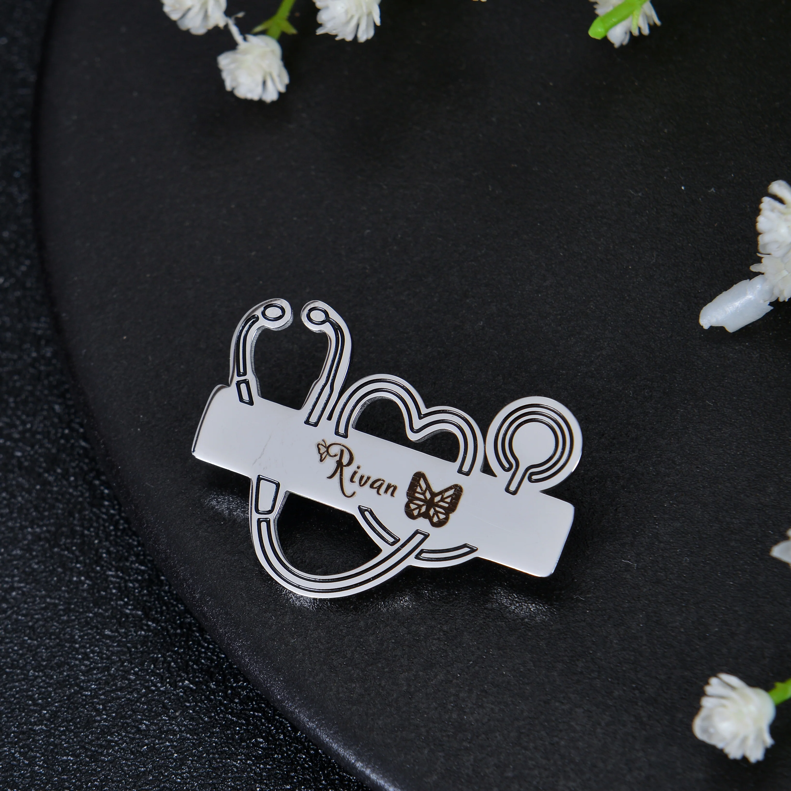 Custom Stethoscope Name Brooch Pin - Image 4