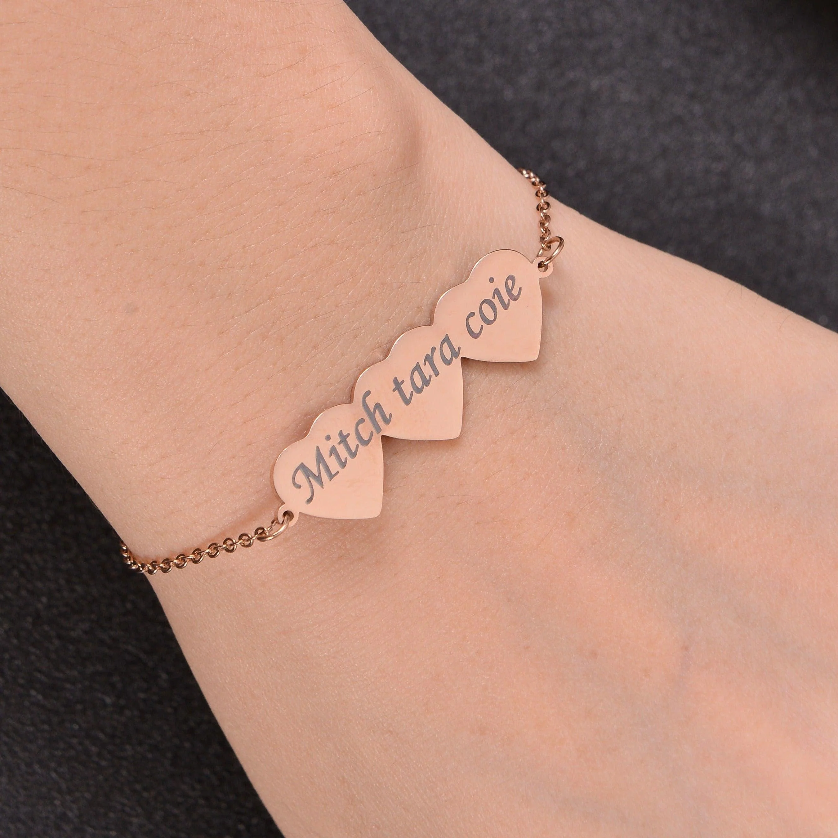 Personalized Family Name Heart Bracelets - Image 5