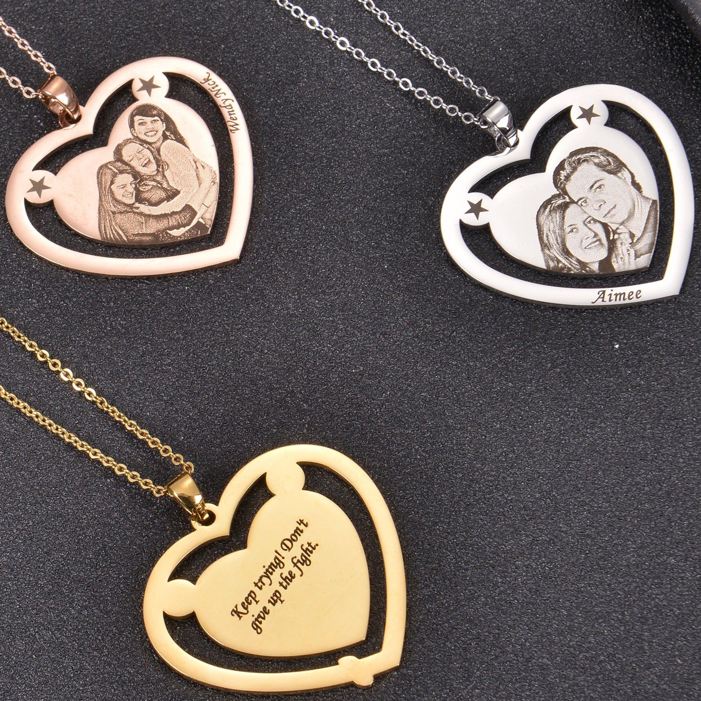 Photo Engraved Heart Necklace - Image 3
