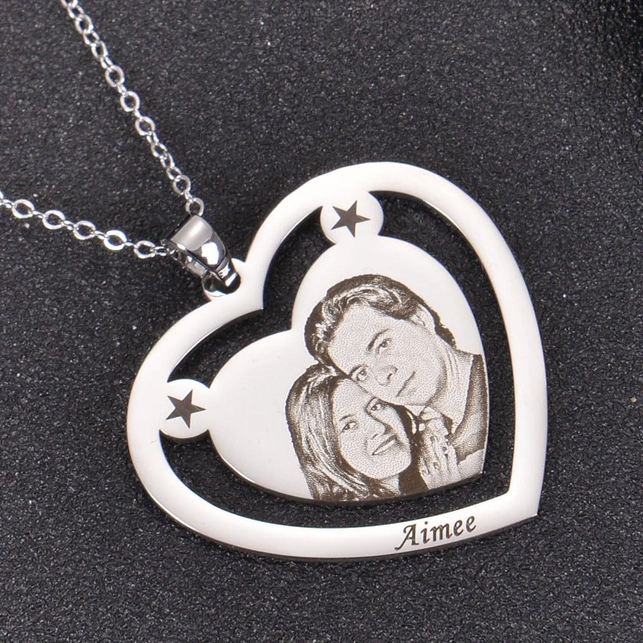Photo Engraved Heart Necklace - Image 4