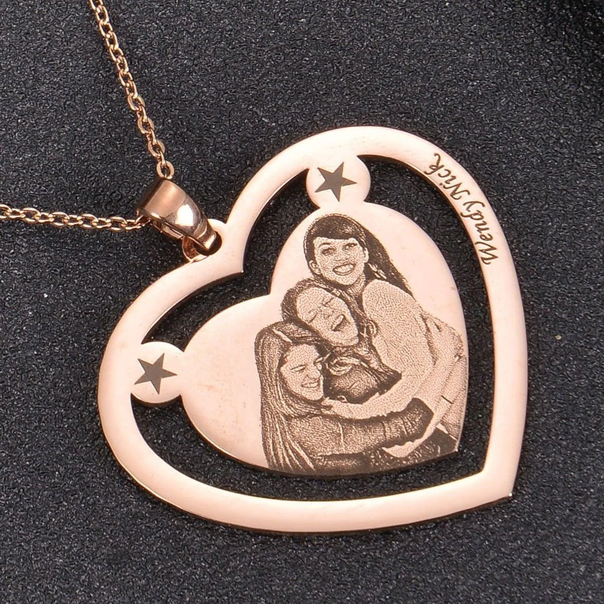 Photo Engraved Heart Necklace - Image 6