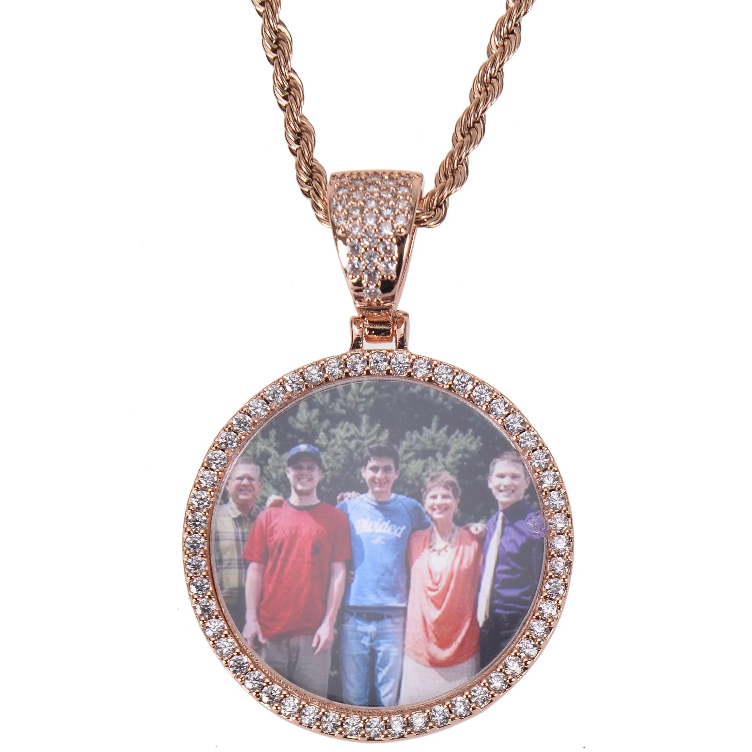 Diamond Studded Angel Wing Photo Necklace - Image 4