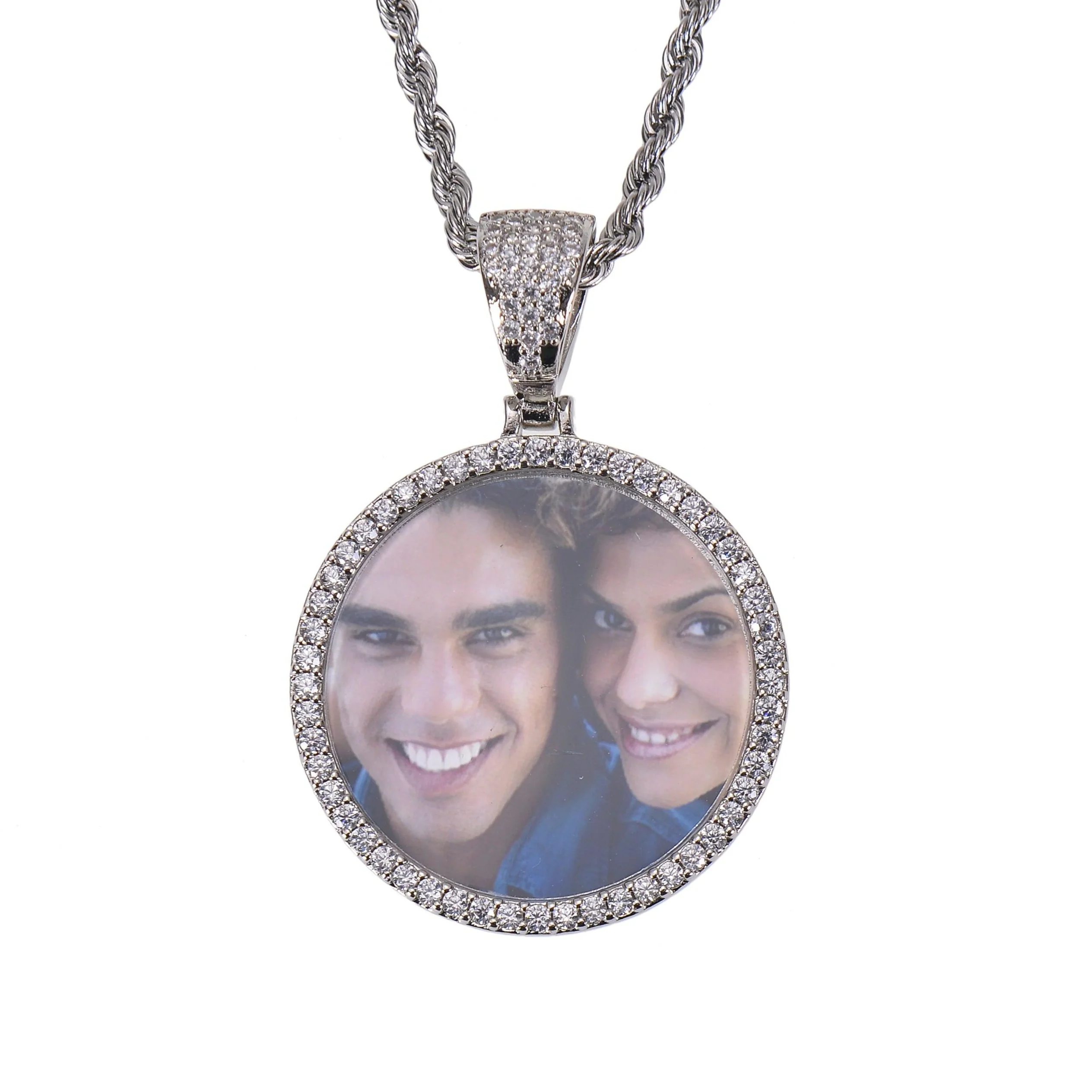 Diamond Studded Angel Wing Photo Necklace - Image 6
