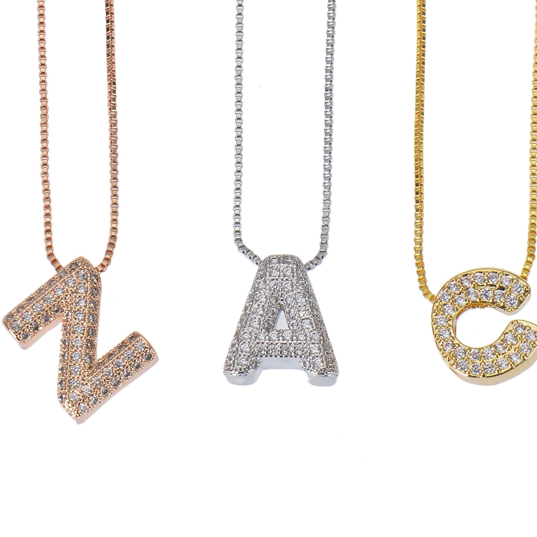 Diamond Studded Bold Initial Necklace