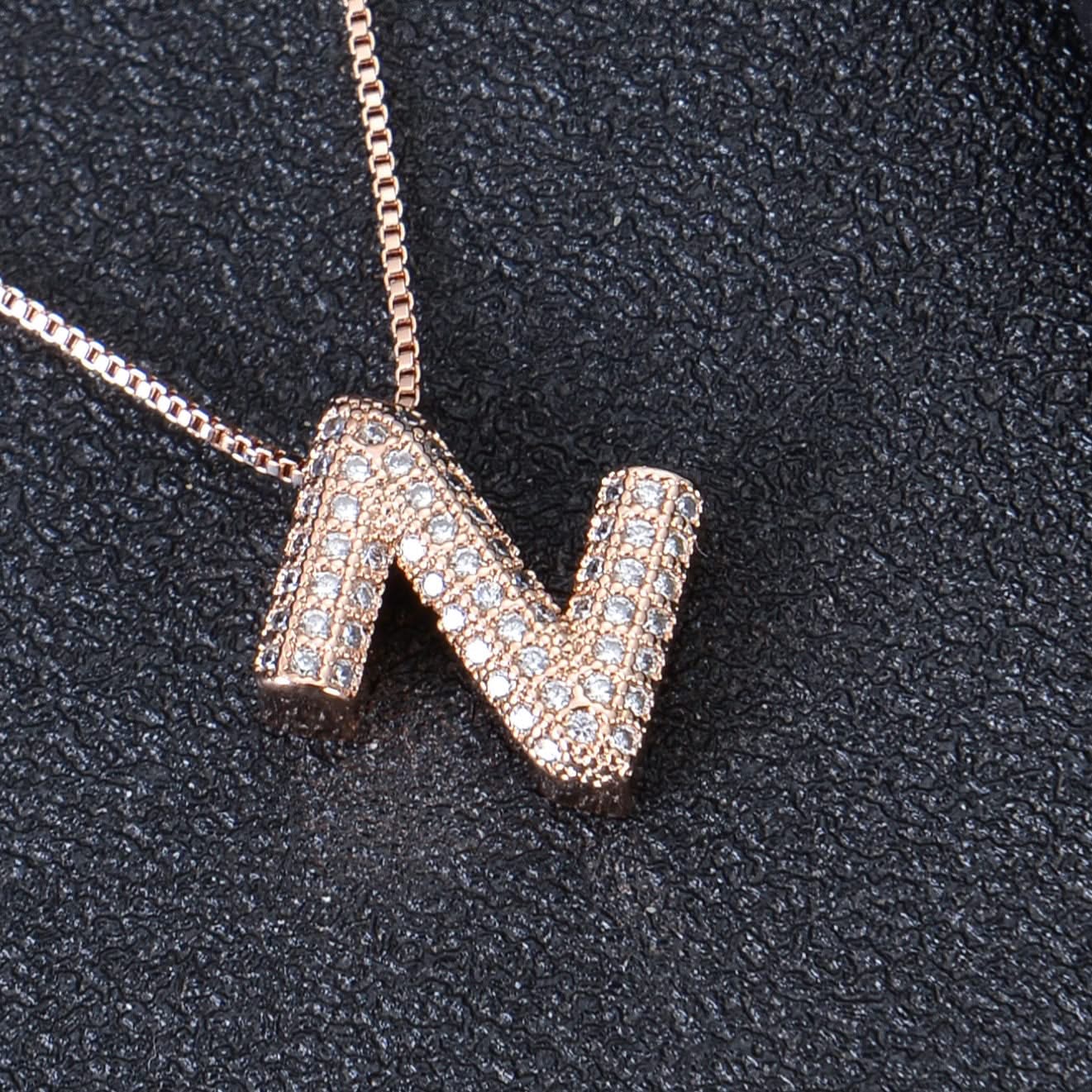 Diamond Studded Bold Initial Necklace - Image 10