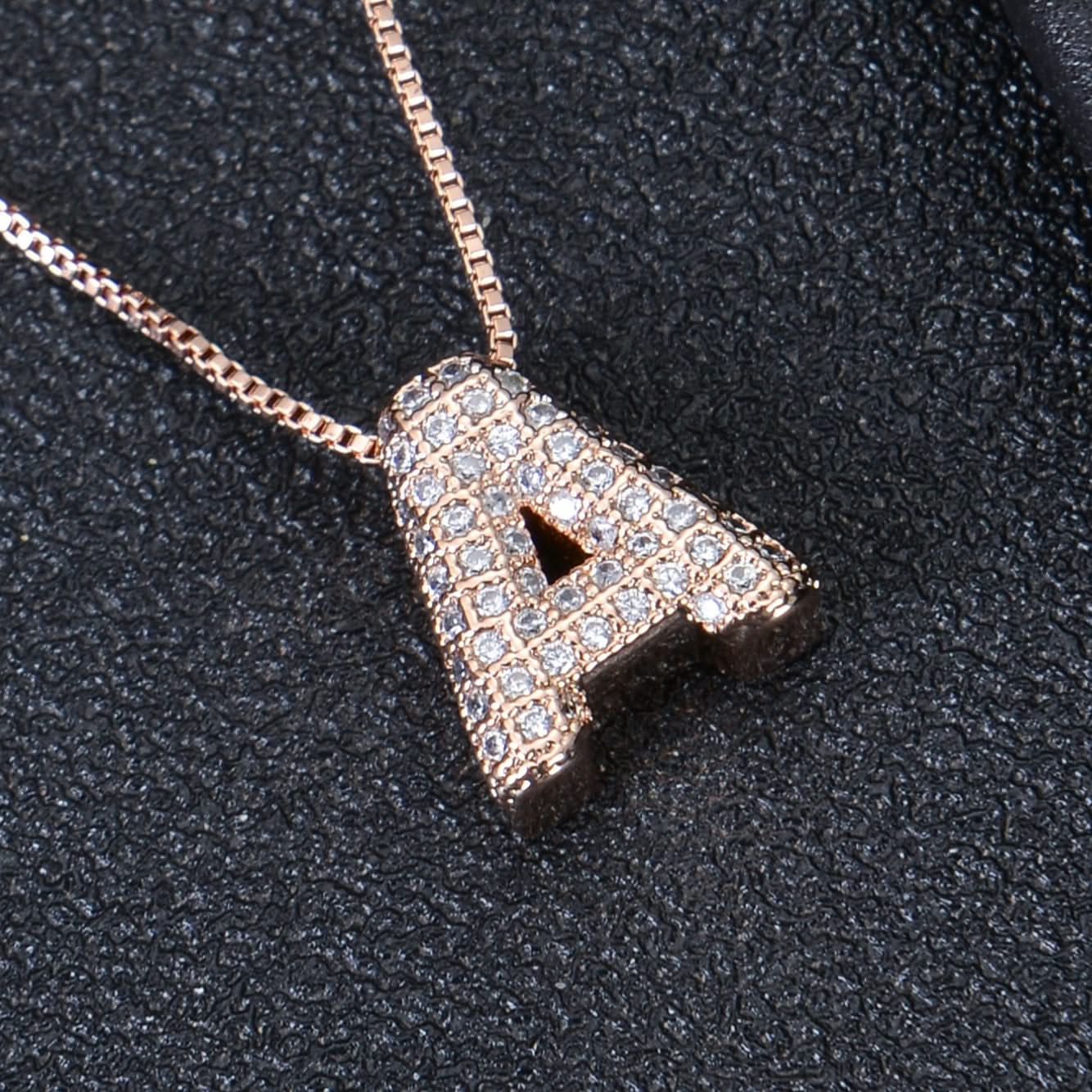 Diamond Studded Bold Initial Necklace - Image 11