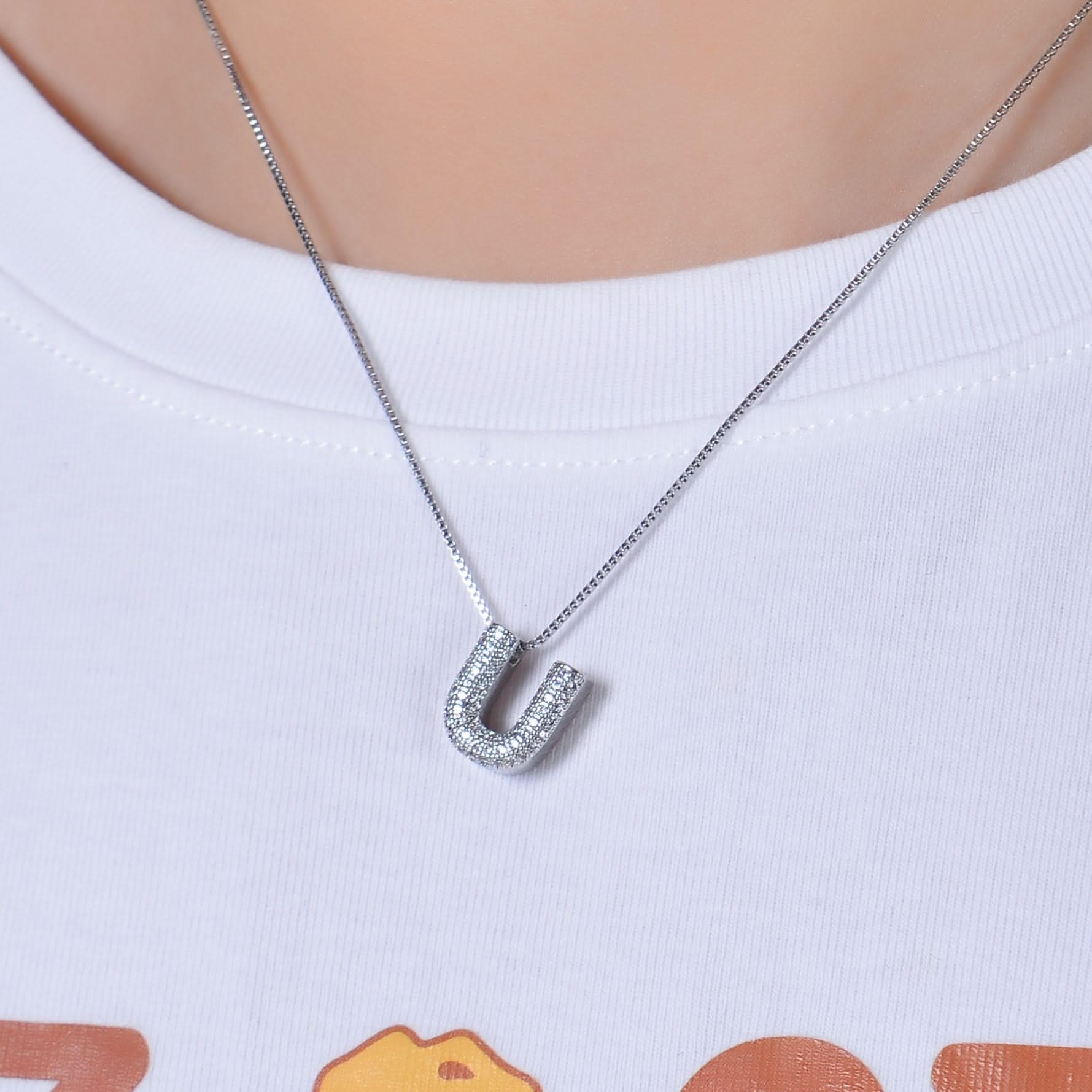 Diamond Studded Bold Initial Necklace - Image 13