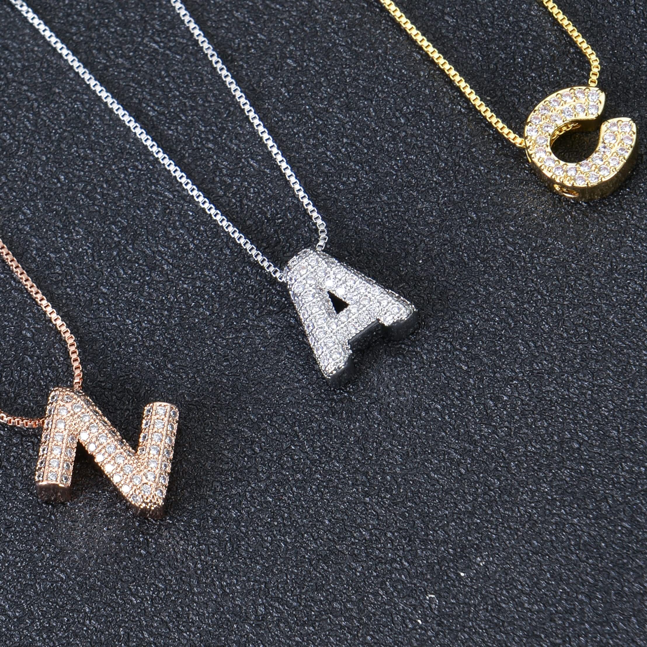 Diamond Studded Bold Initial Necklace - Image 2