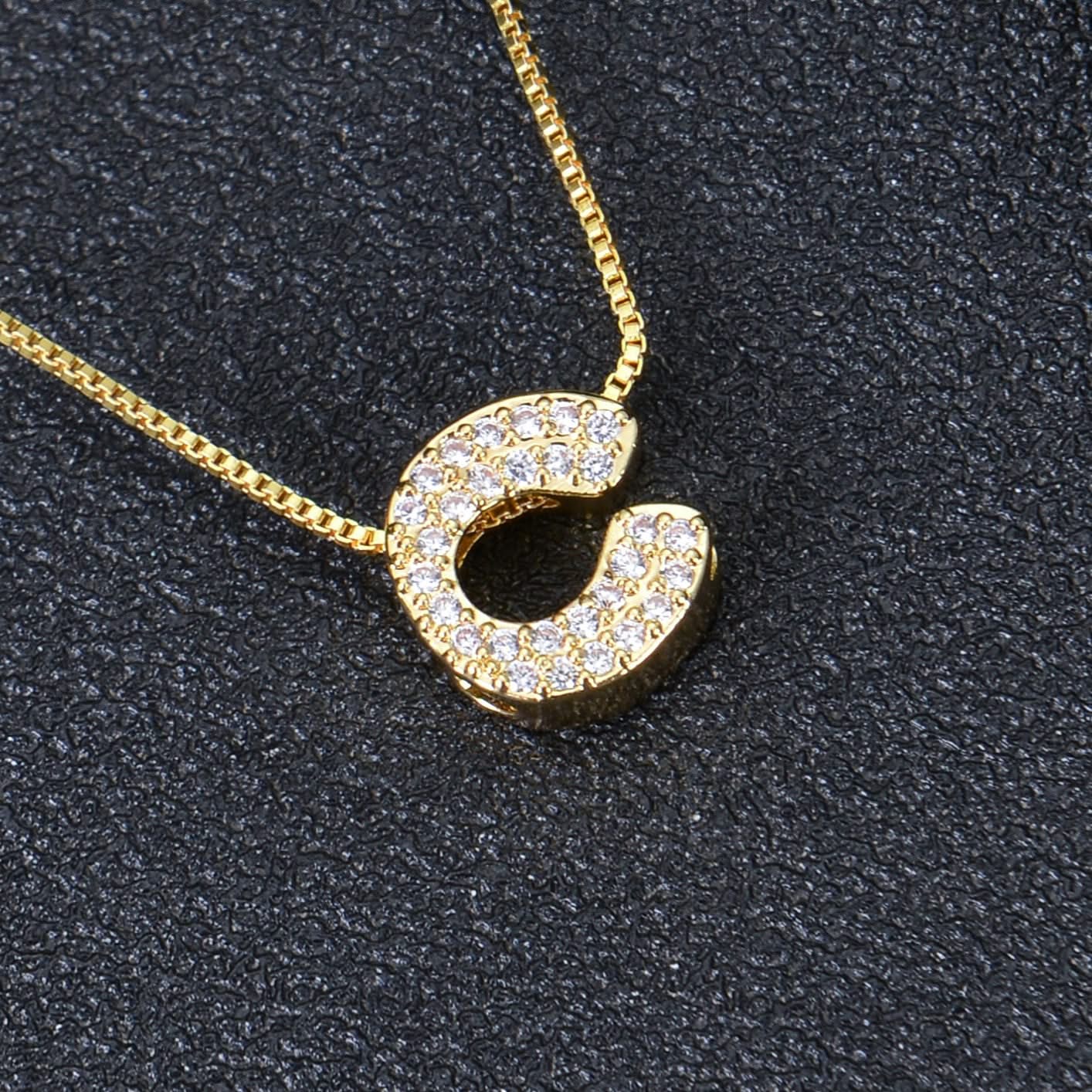 Diamond Studded Bold Initial Necklace - Image 3