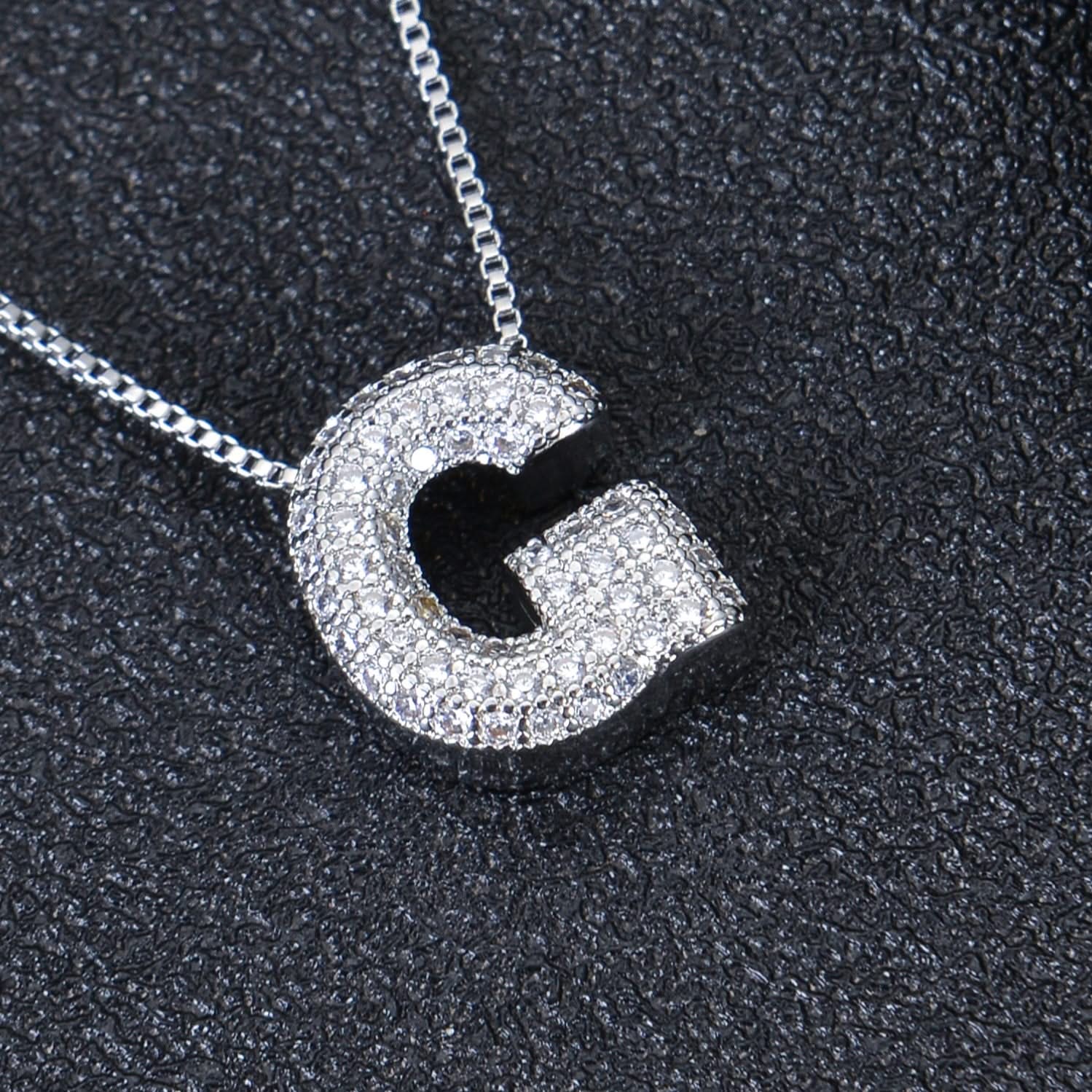 Diamond Studded Bold Initial Necklace - Image 7