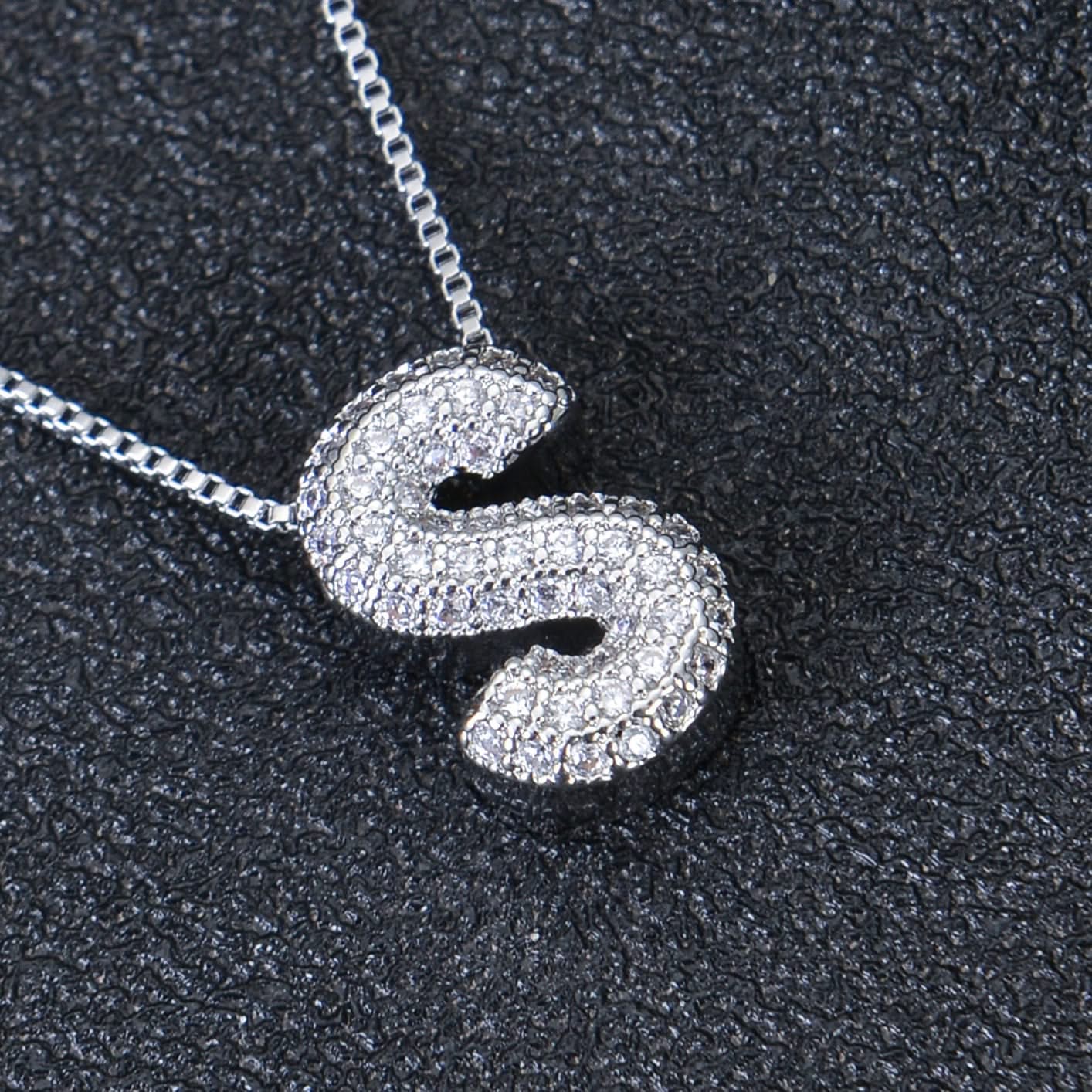 Diamond Studded Bold Initial Necklace - Image 8