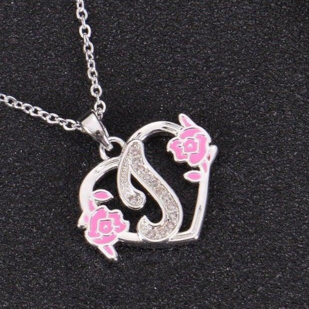 Diamond Studded Heart Initial Necklace - Image 11