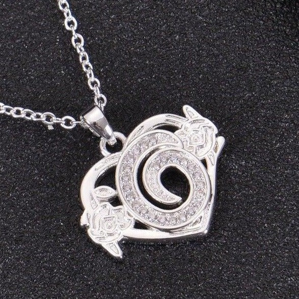 Diamond Studded Heart Initial Necklace - Image 5