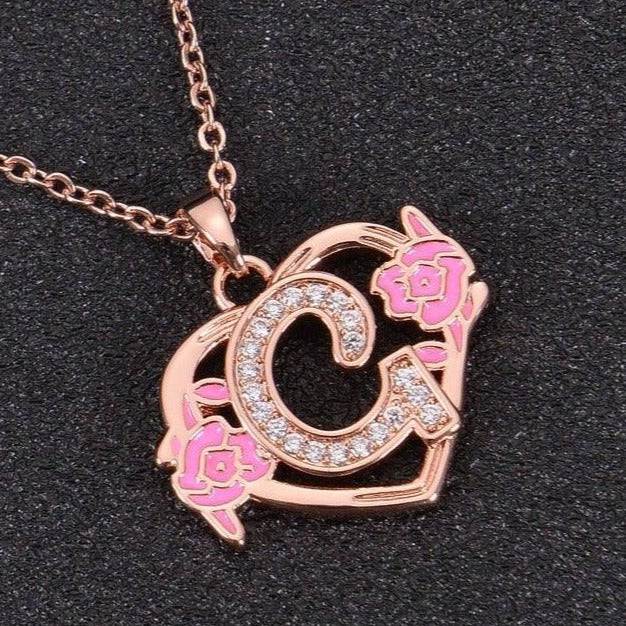 Diamond Studded Heart Initial Necklace - Image 6
