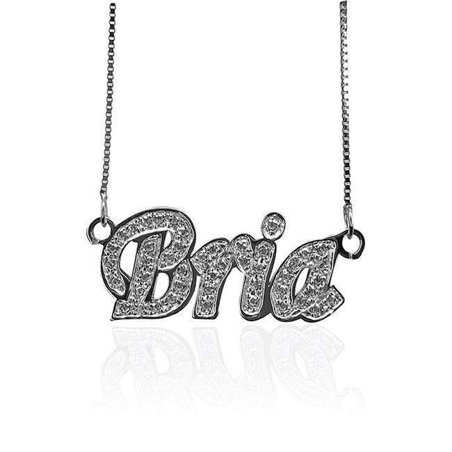 Diamond Studded Name Necklace in Multiple Fonts - Image 10