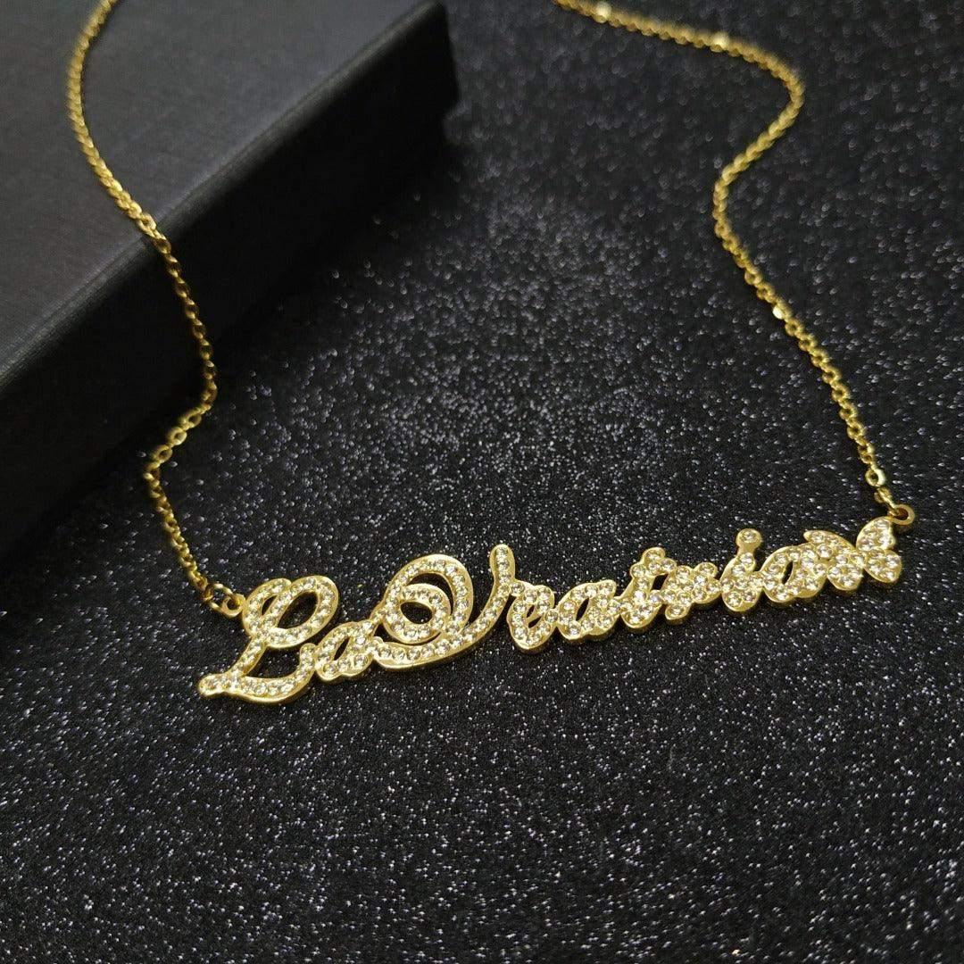 Diamond Studded Name Necklace in Multiple Fonts - Image 12