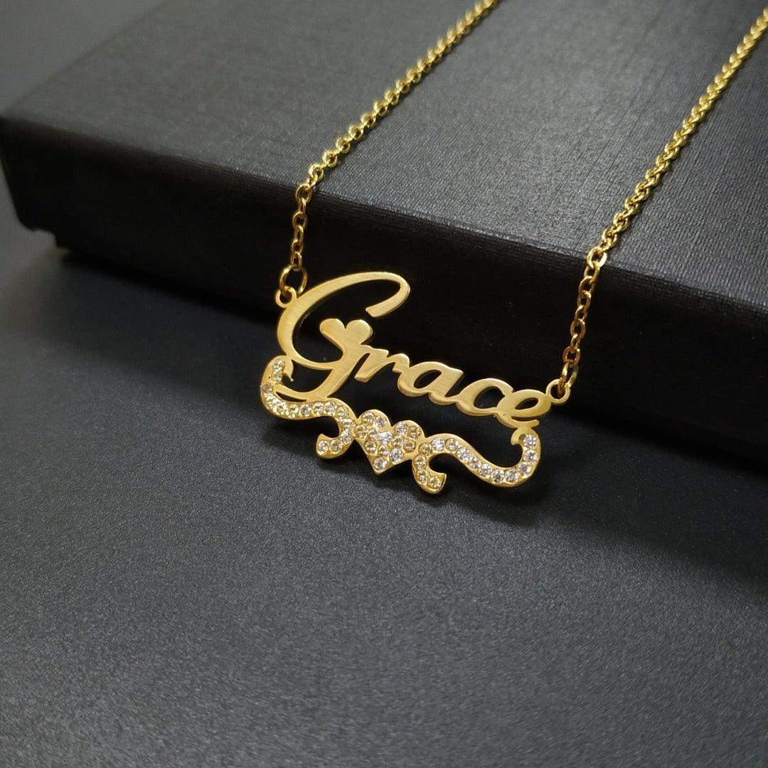 Diamond Studded Name Necklace in Multiple Fonts - Image 14