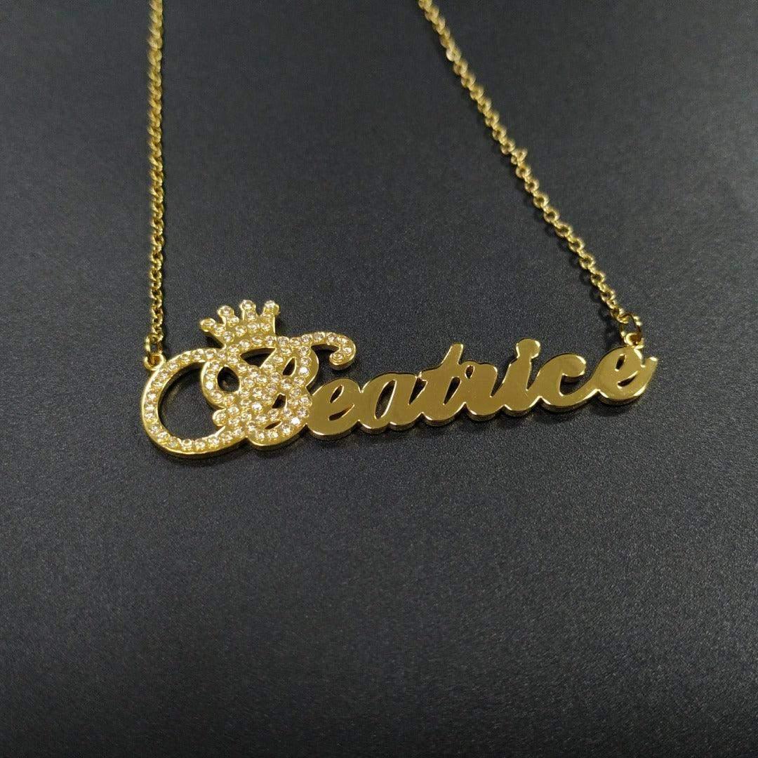 Diamond Studded Name Necklace in Multiple Fonts - Image 15
