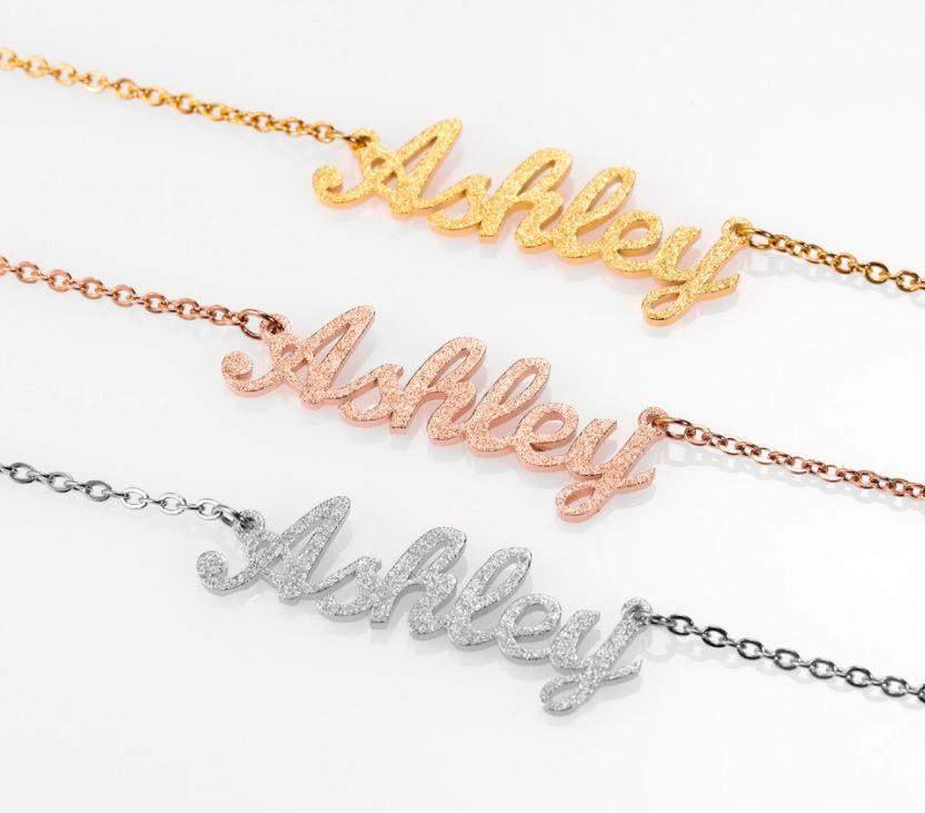 Diamond Studded Name Necklace in Multiple Fonts - Image 17