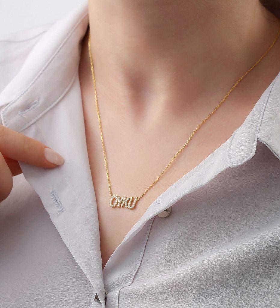 Diamond Studded Name Necklace in Multiple Fonts - Image 7