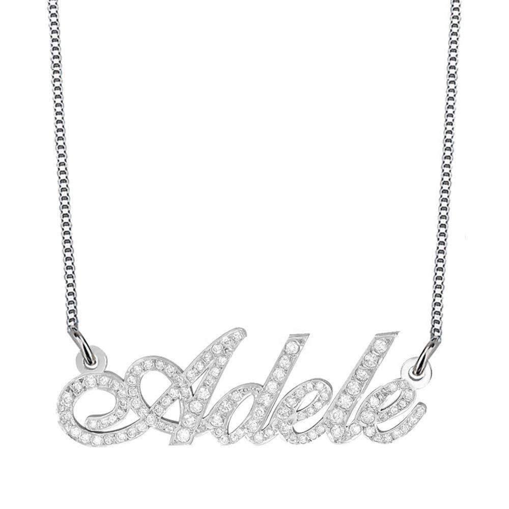 Diamond Studded Name Necklace in Multiple Fonts - Image 8