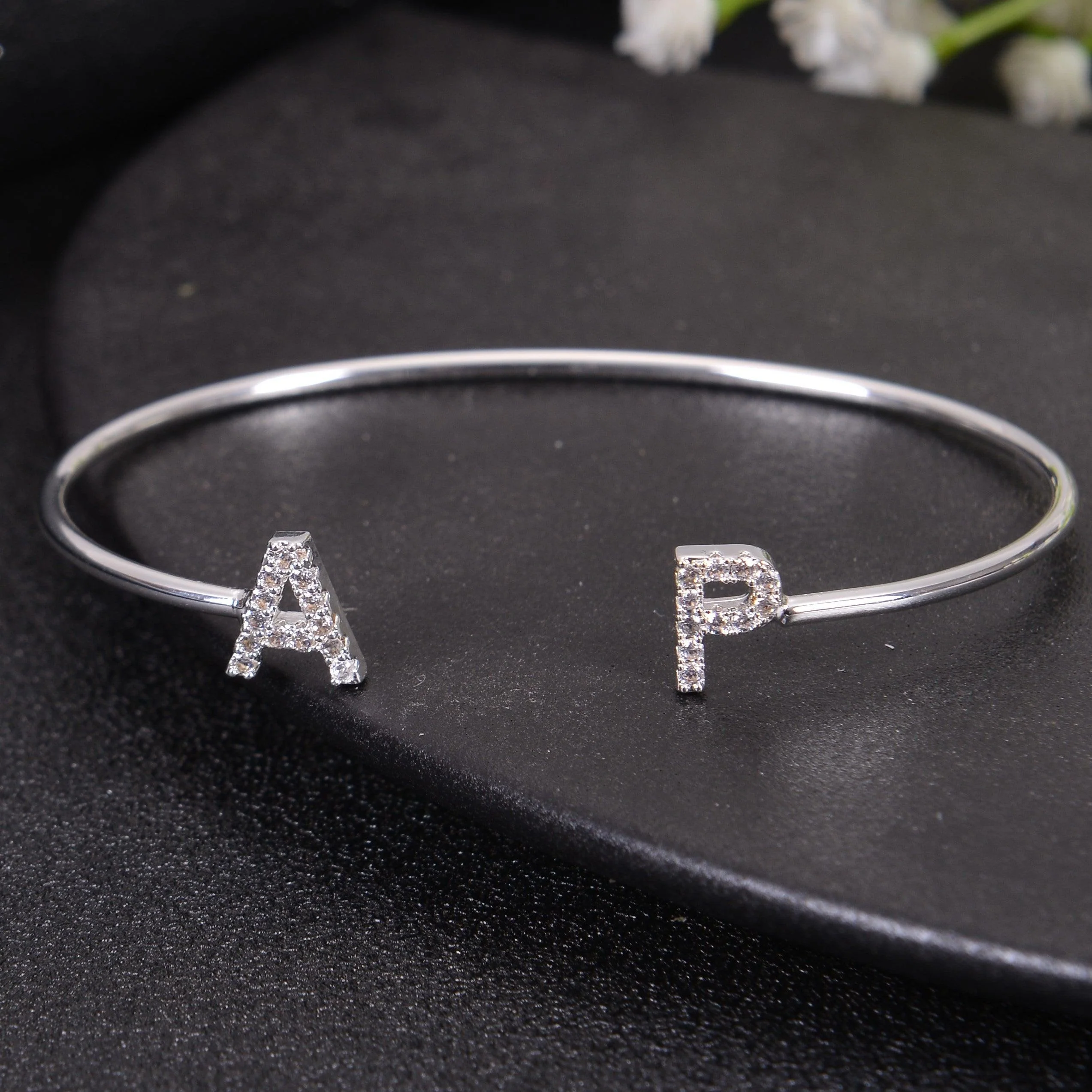 Diamond Studded Two Initial Letter Bracelets - Image 3