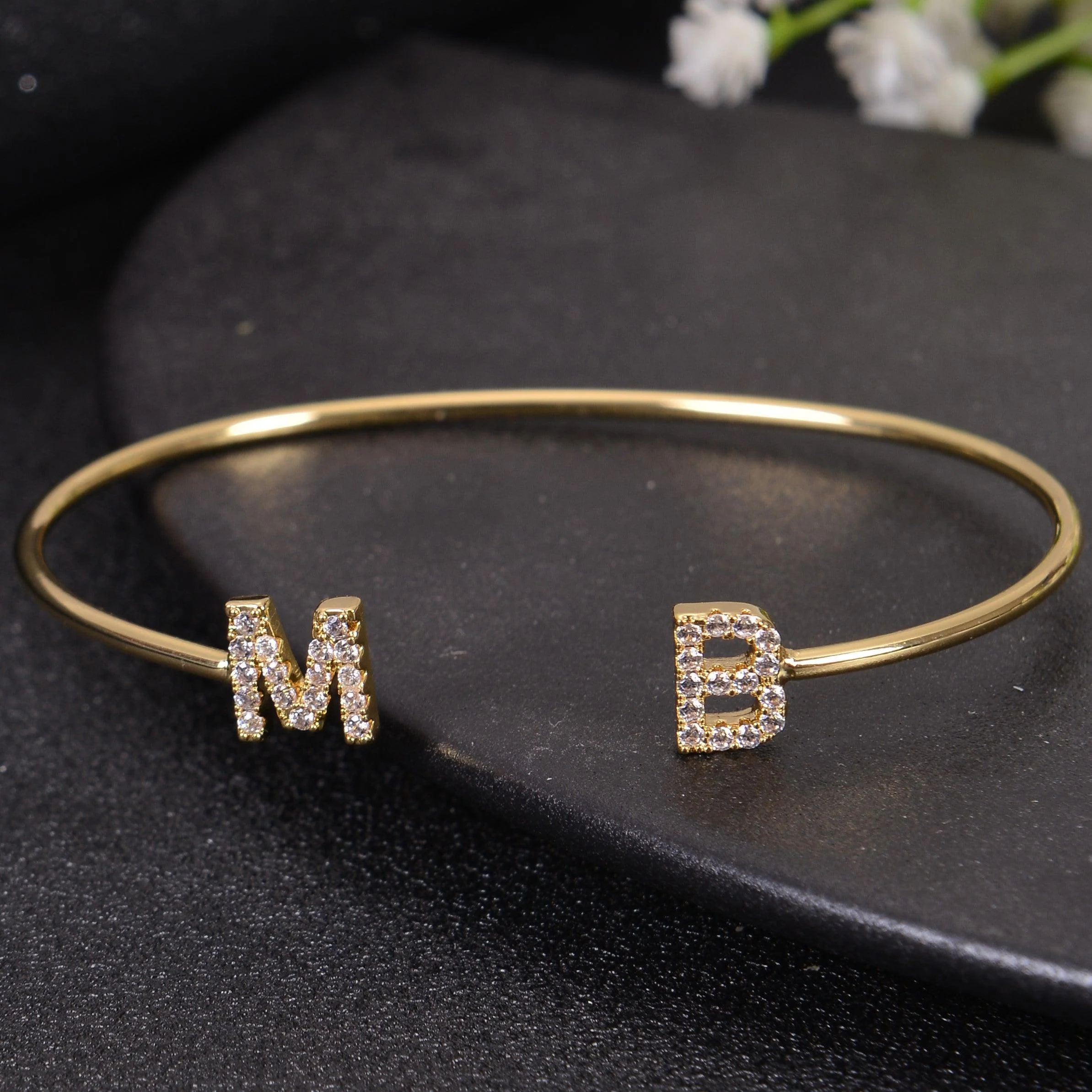 Diamond Studded Two Initial Letter Bracelets - Image 5