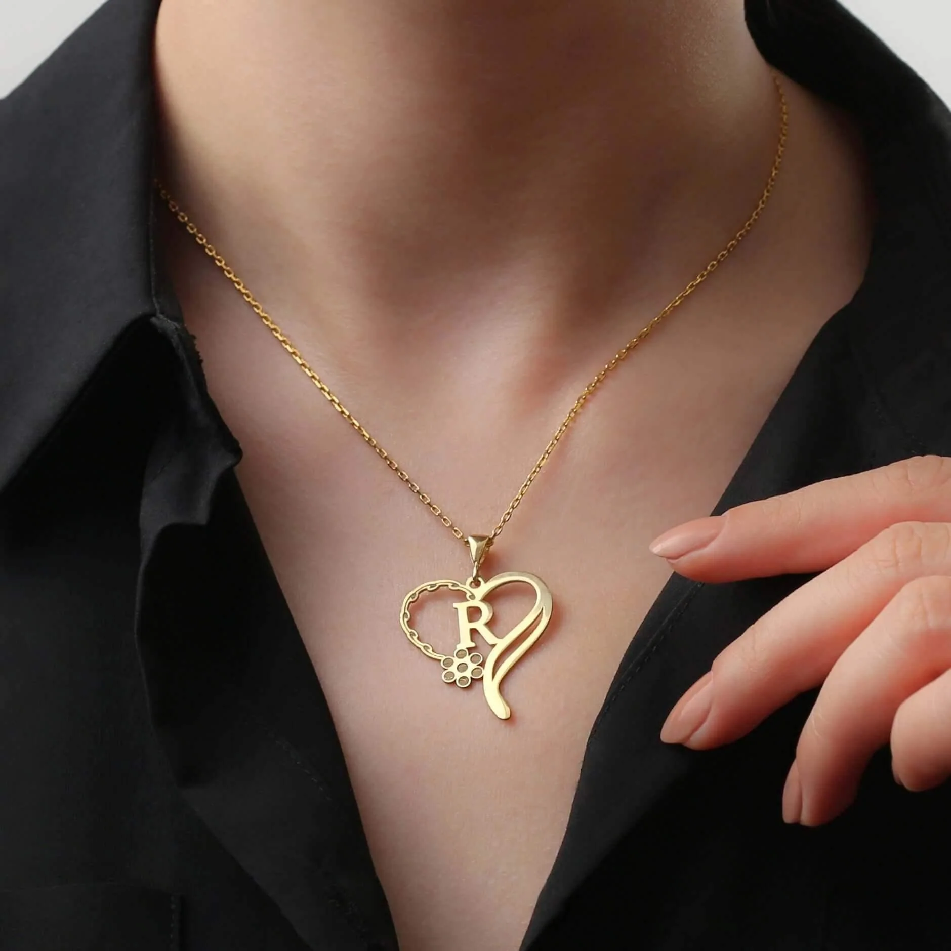 Heart Necklace with Initial - Image 3