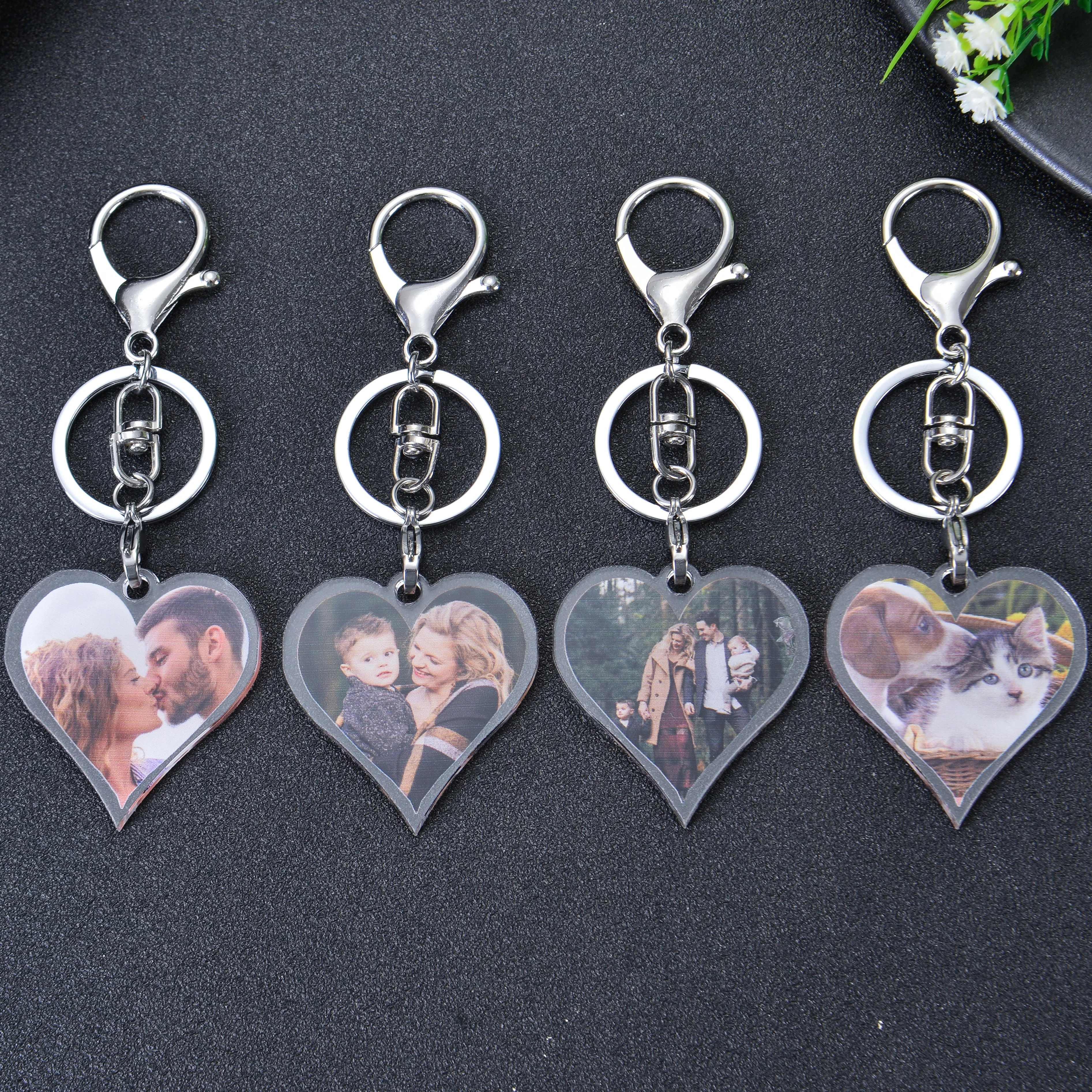 Heart-shaped Colorful Photo Acrylic Keychain - Image 2