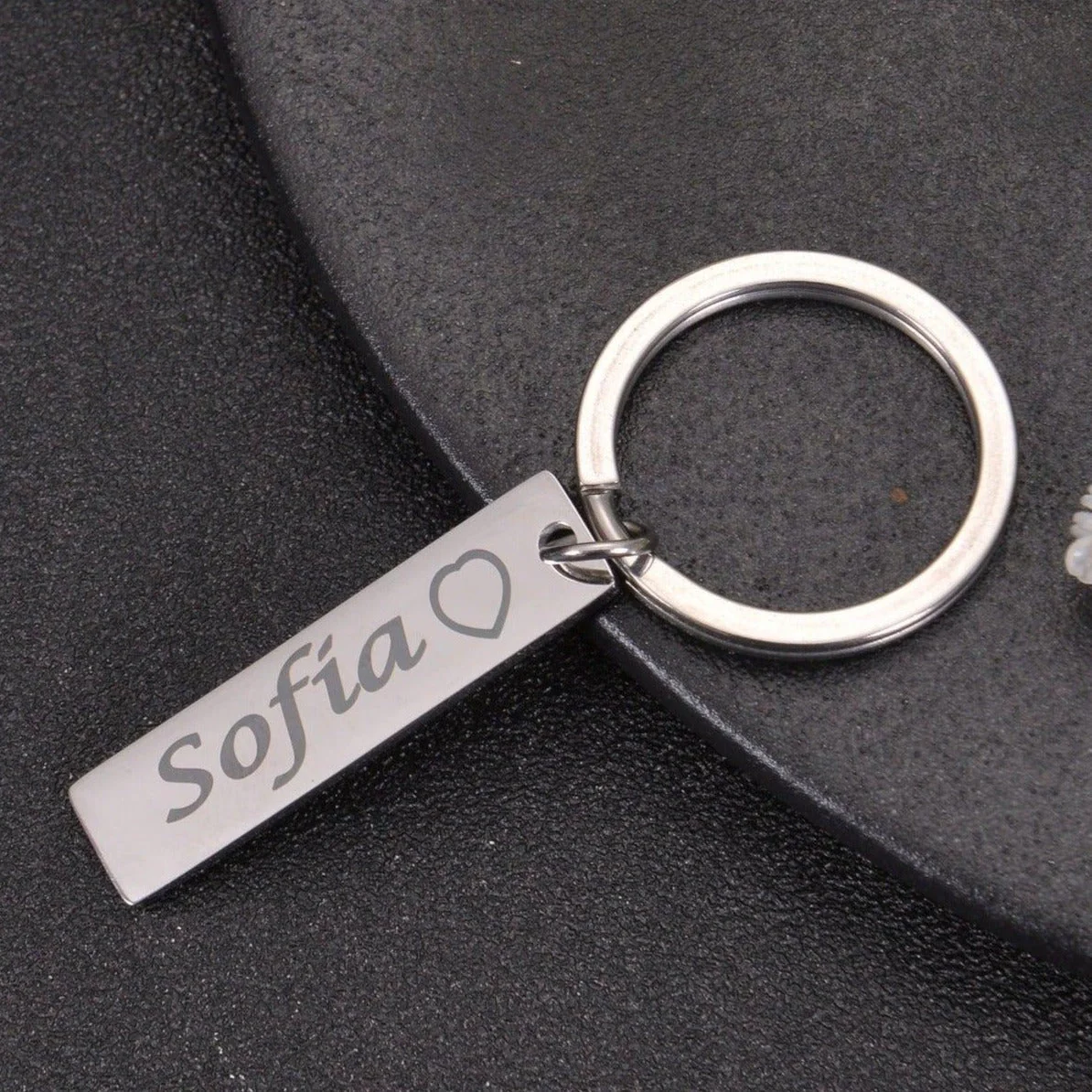 Name Engraved Bar Keychain in Multiple Fonts - Image 7