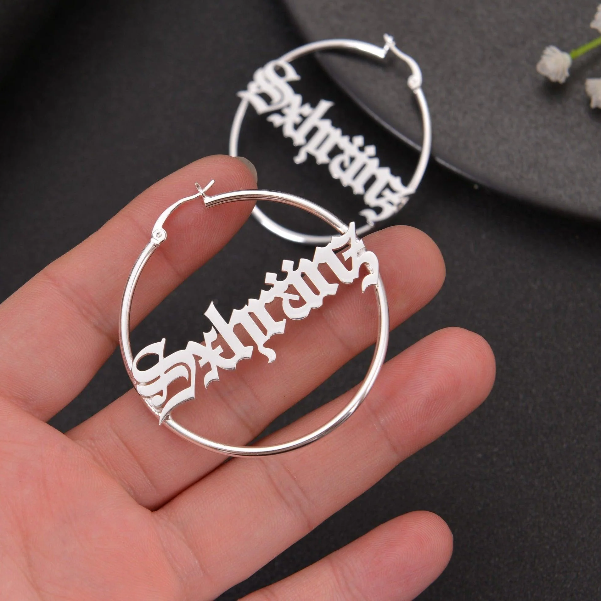 Name Hoop Earrings For Women - Image 4