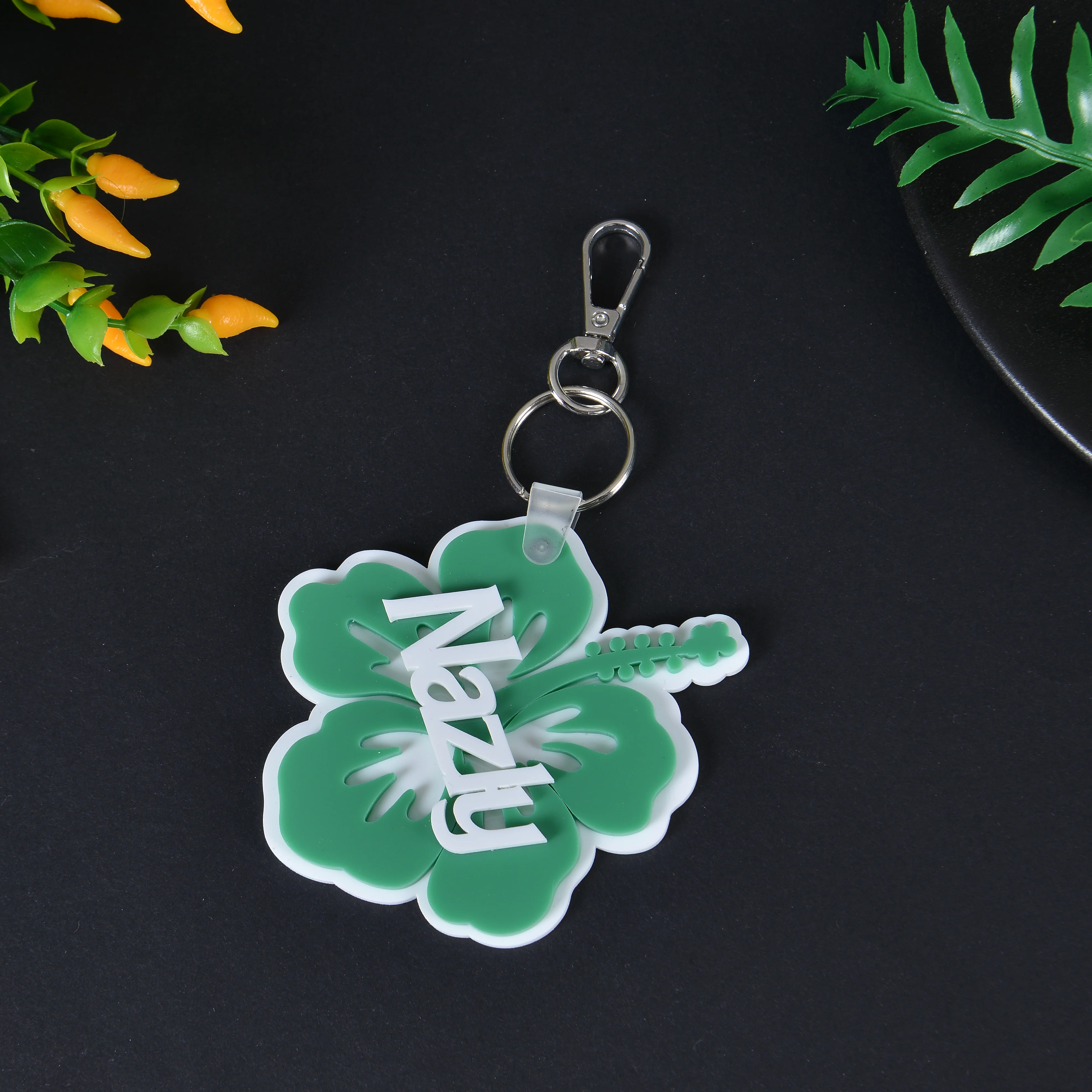 Personalized Acrylic Flower Name Keychain - Image 6