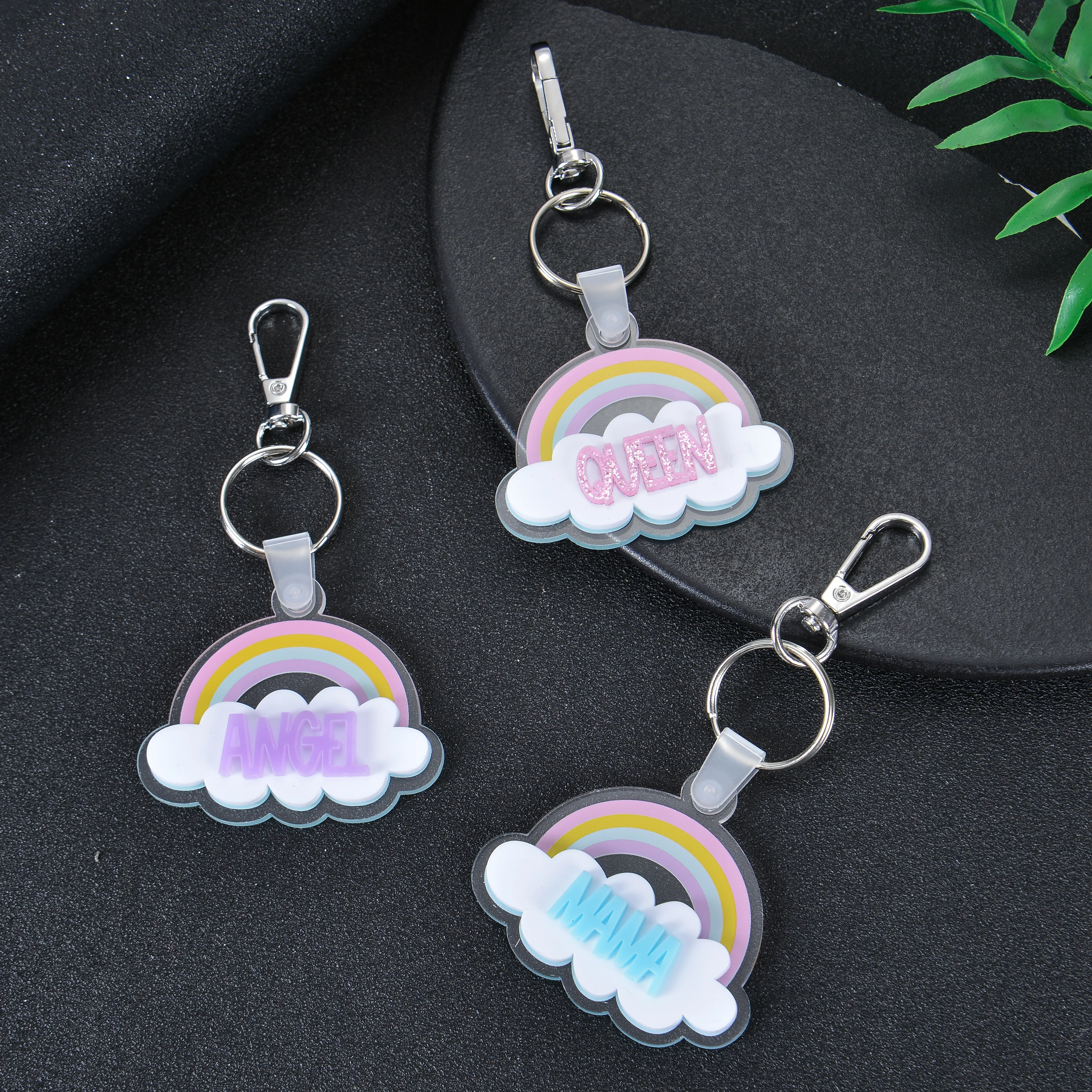 Personalized Acrylic Rainbow Name Keychain - Image 6