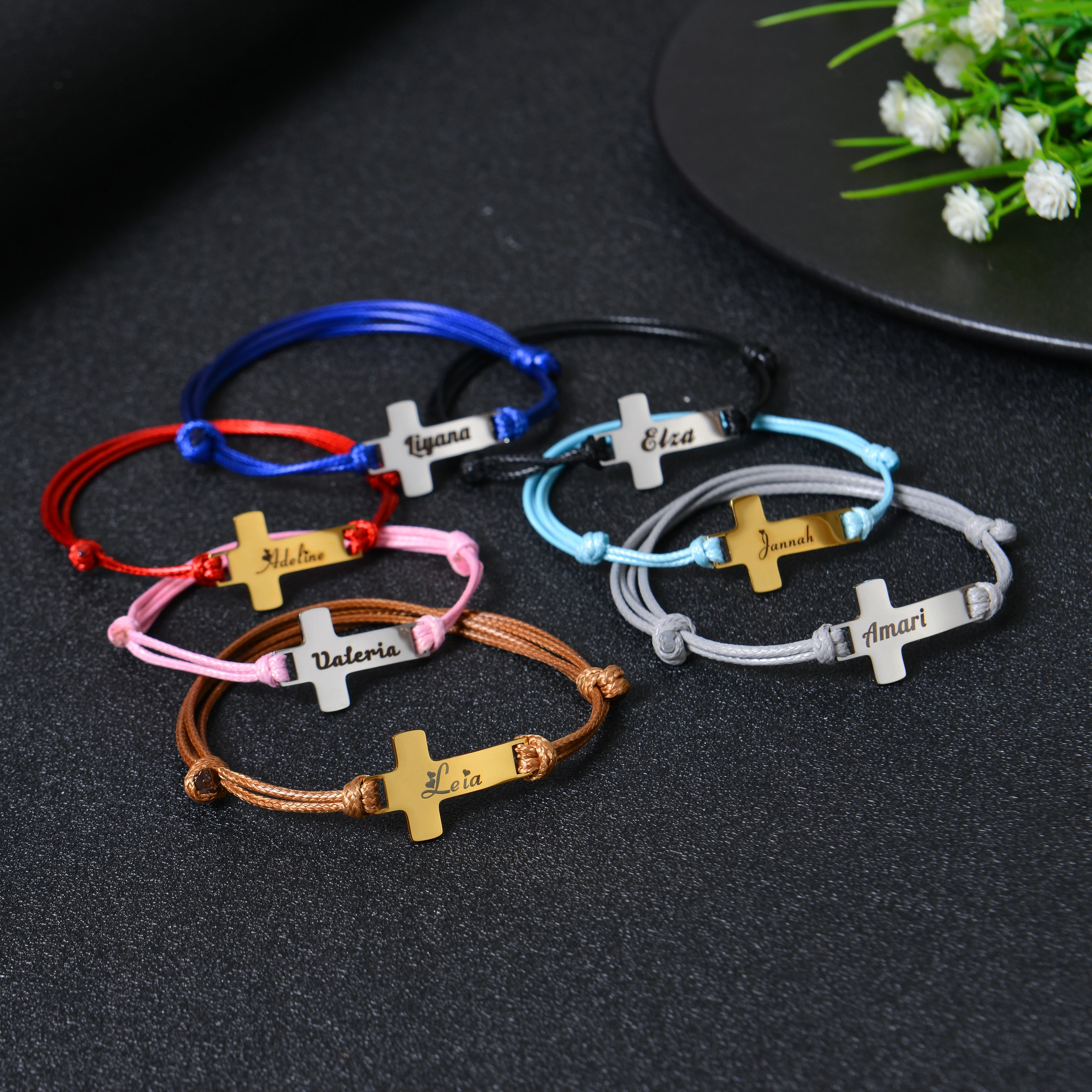 Personalized Adjustable Cross Name Bracelet - Image 10