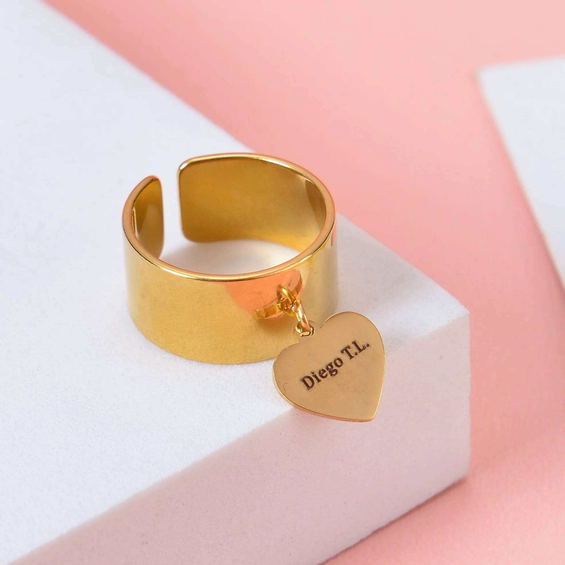 Personalized Adjustable Rings with Custom Name Charms – Star, Circle, Clover & Heart Designs - Image 4