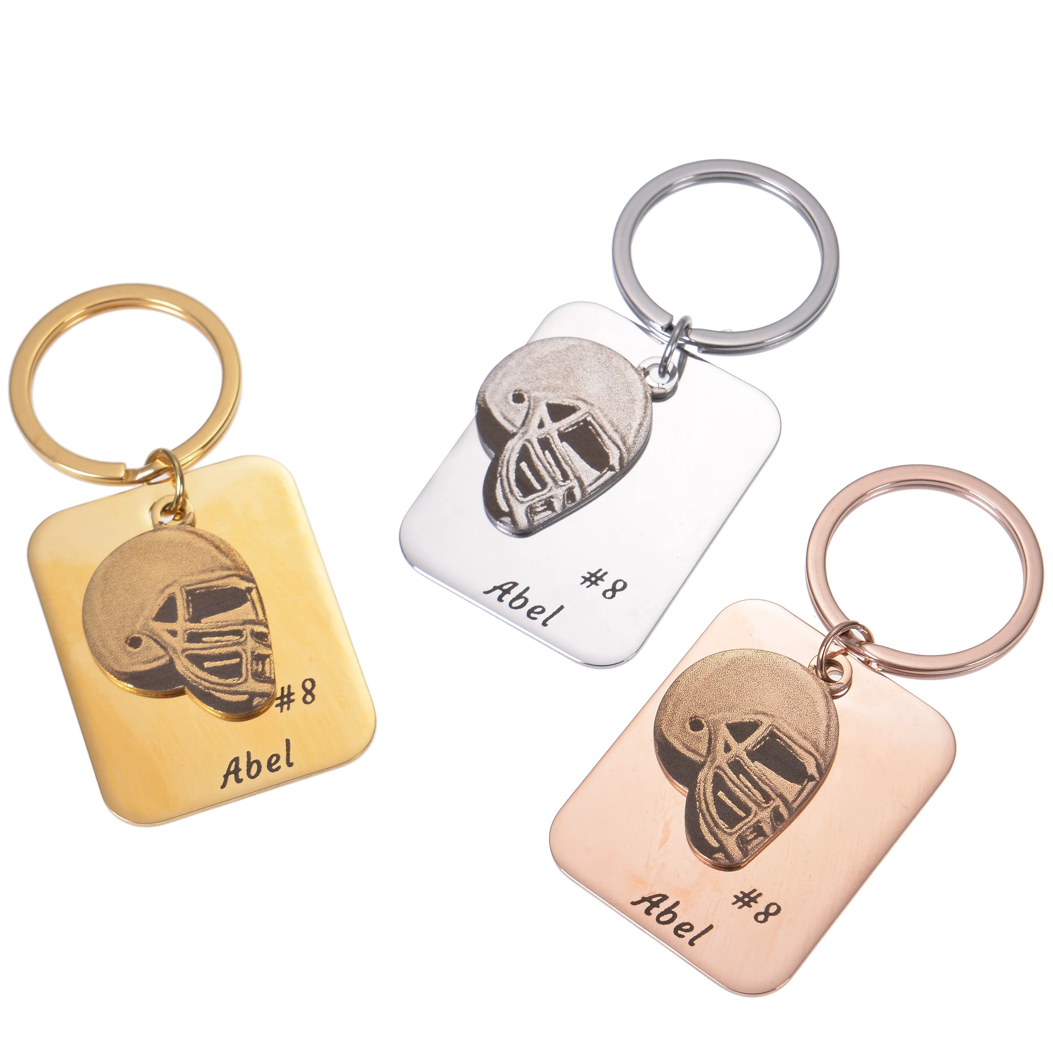 Personalized American Football Helmet Keychain