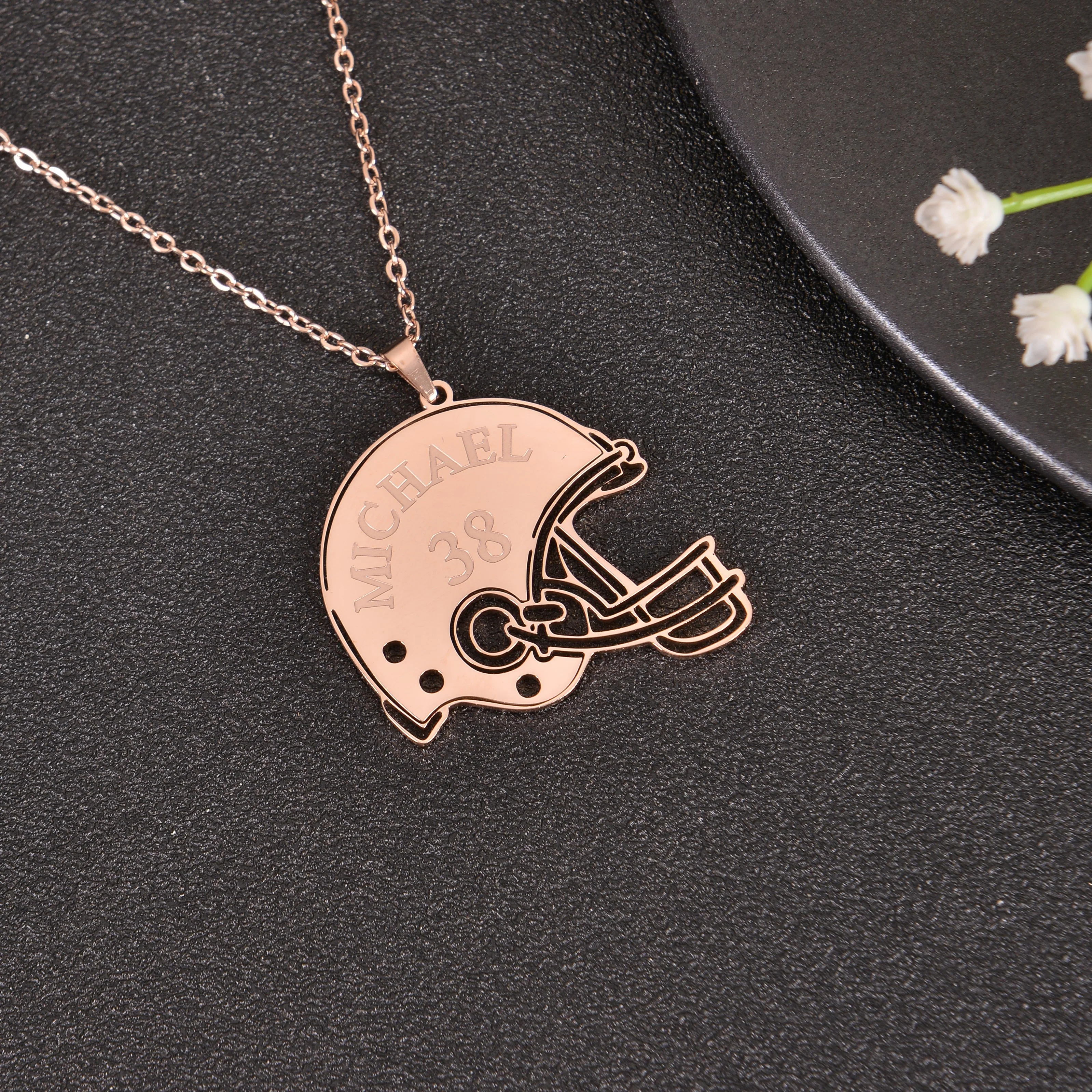 Personalized American Football Helmet Name Necklace - Image 7