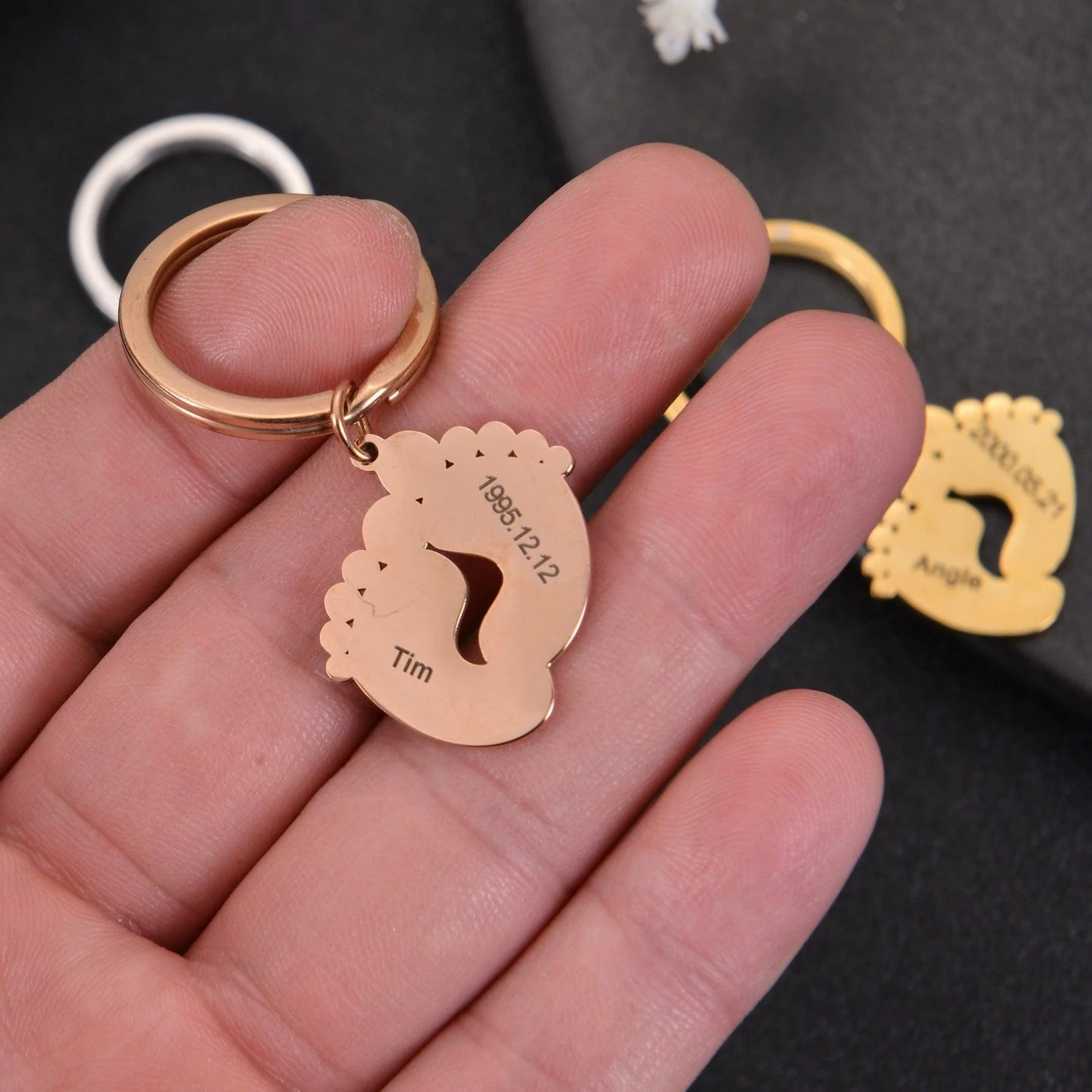 Personalized Baby Foot Keychain with Name - Image 9